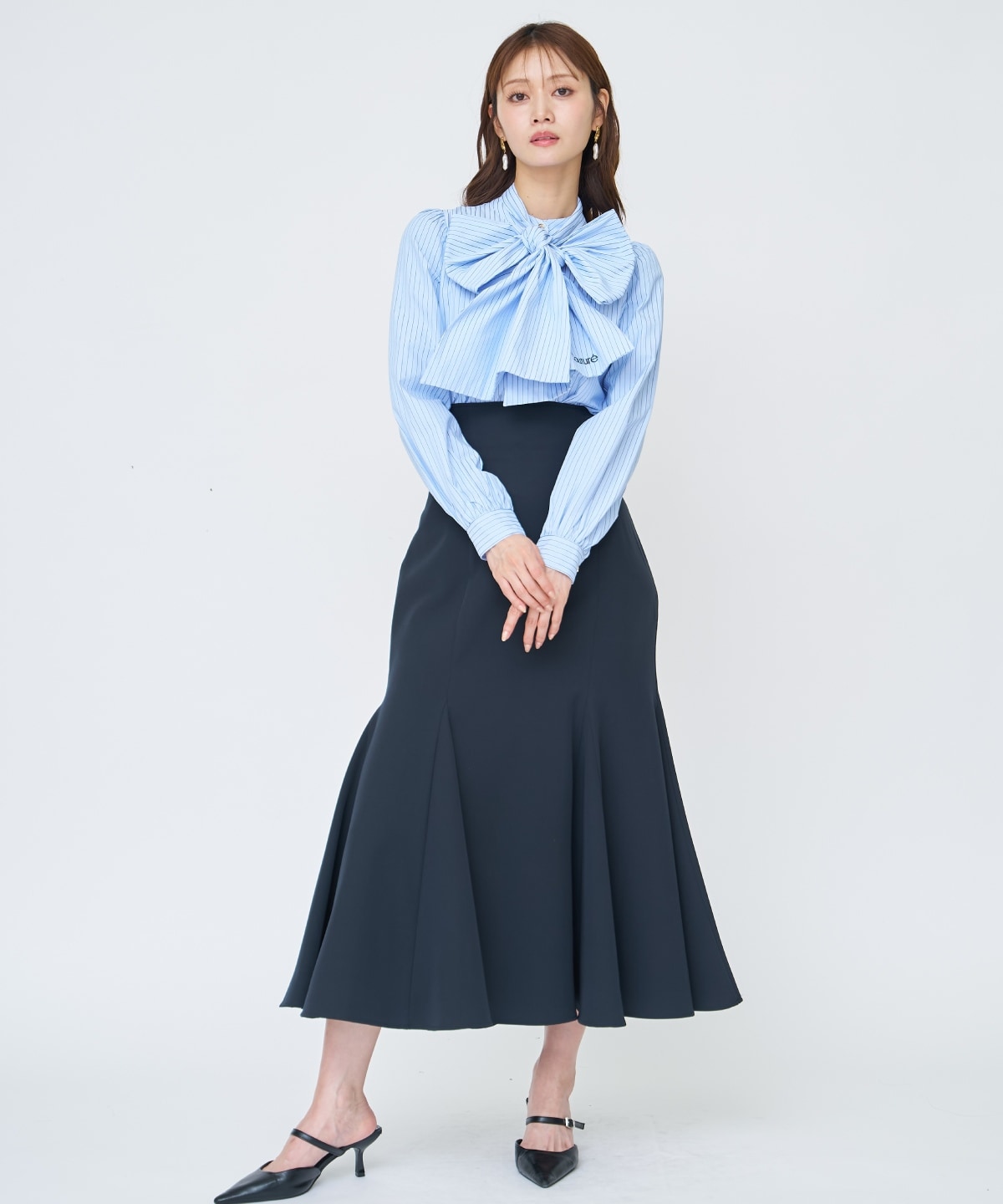 【先行予約受付中】バタフライリボンストライプブラウス