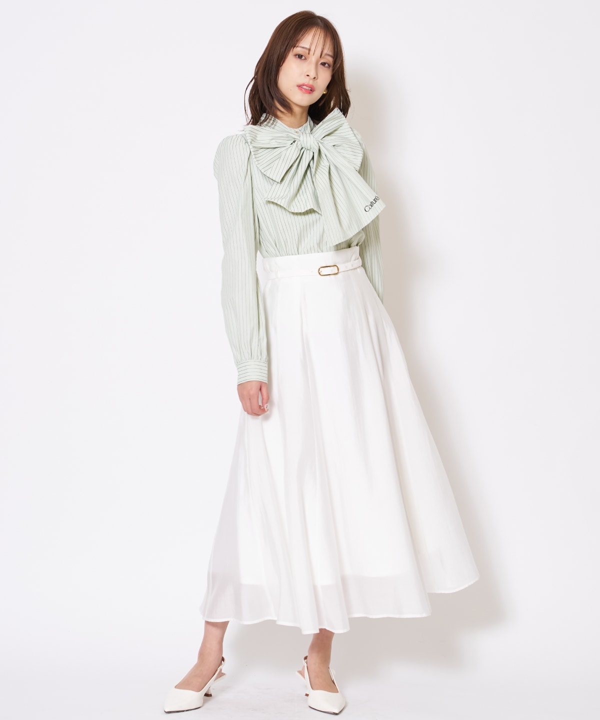 【先行予約受付中】バタフライリボンストライプブラウス