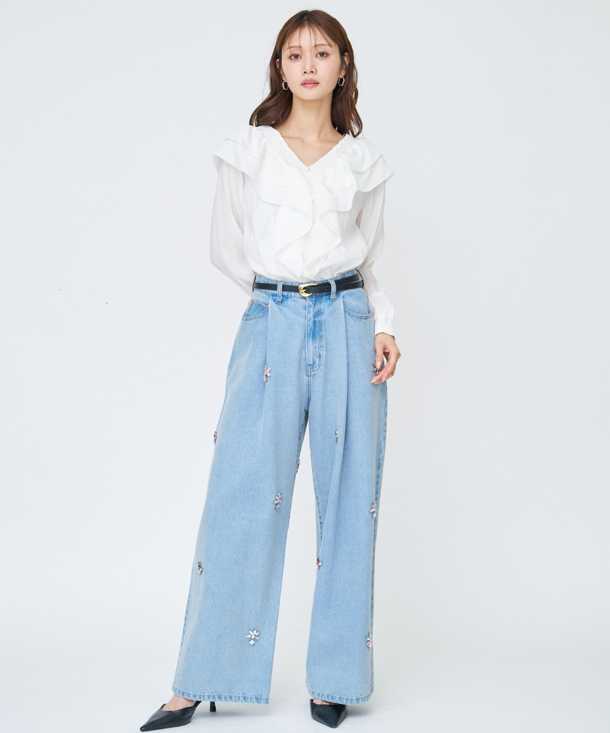 【先行予約受付中】シャーリングフリルブラウス