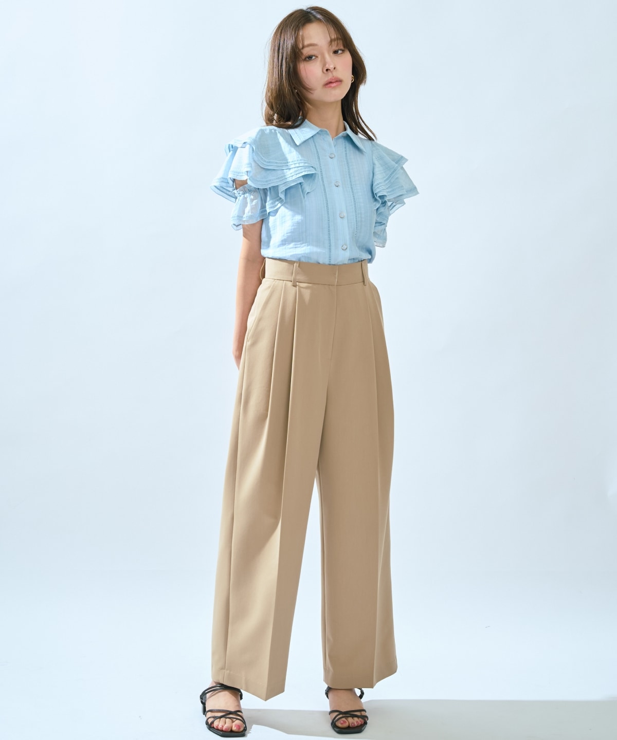 【先行予約受付中】ラッフルスリーブシャツブラウス