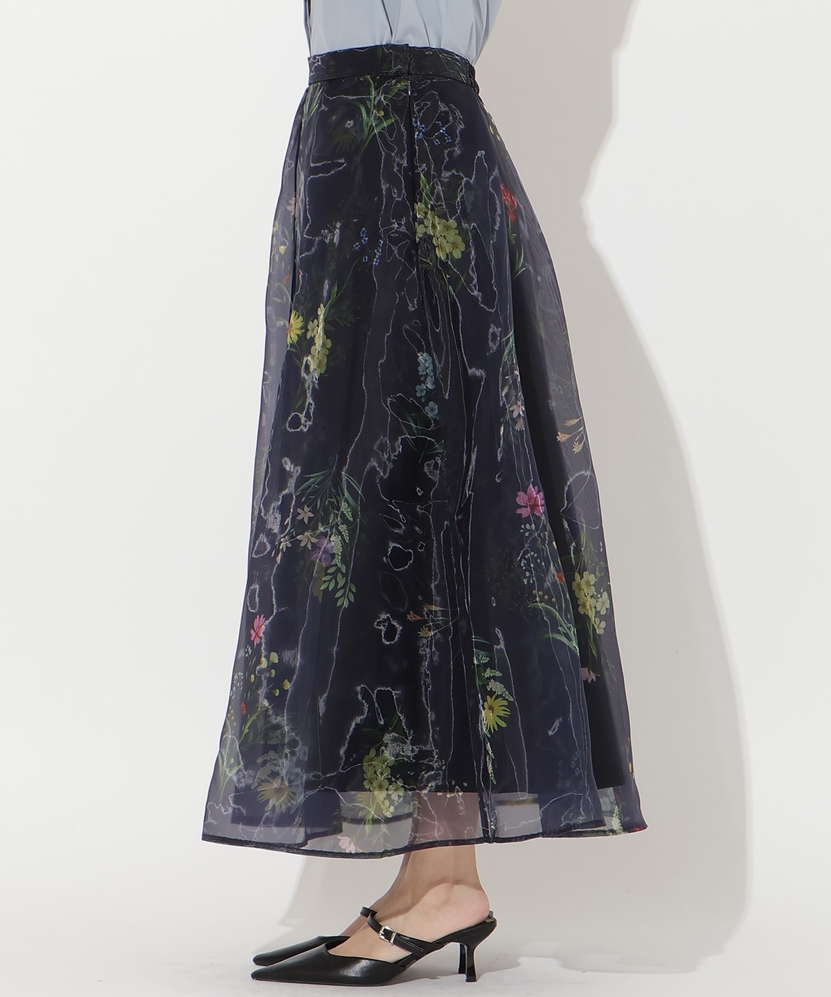 【先行予約受付中】フラワーオーガンジーフレアスカート