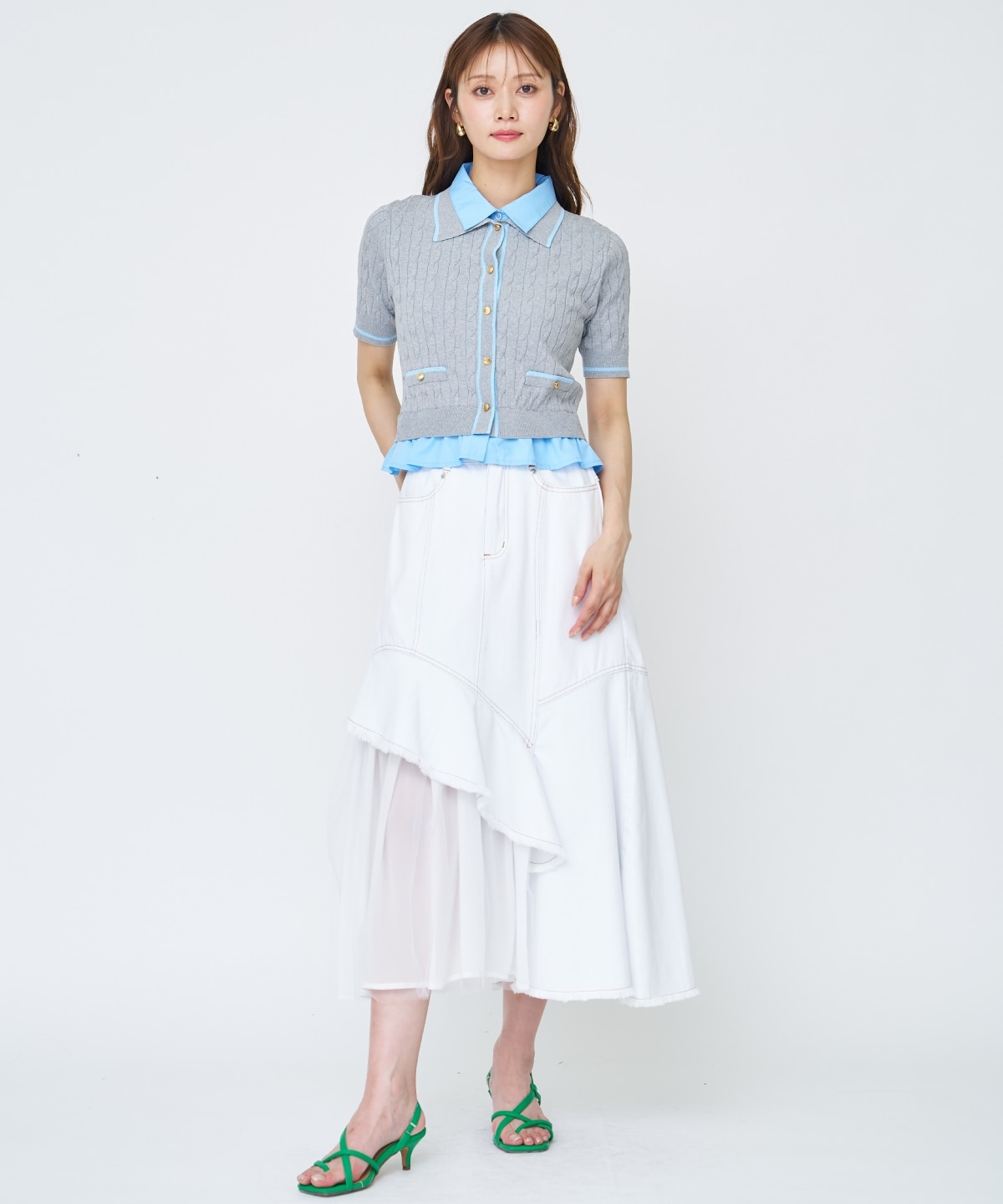 【先行予約受付中】チュール切替デニムスカート