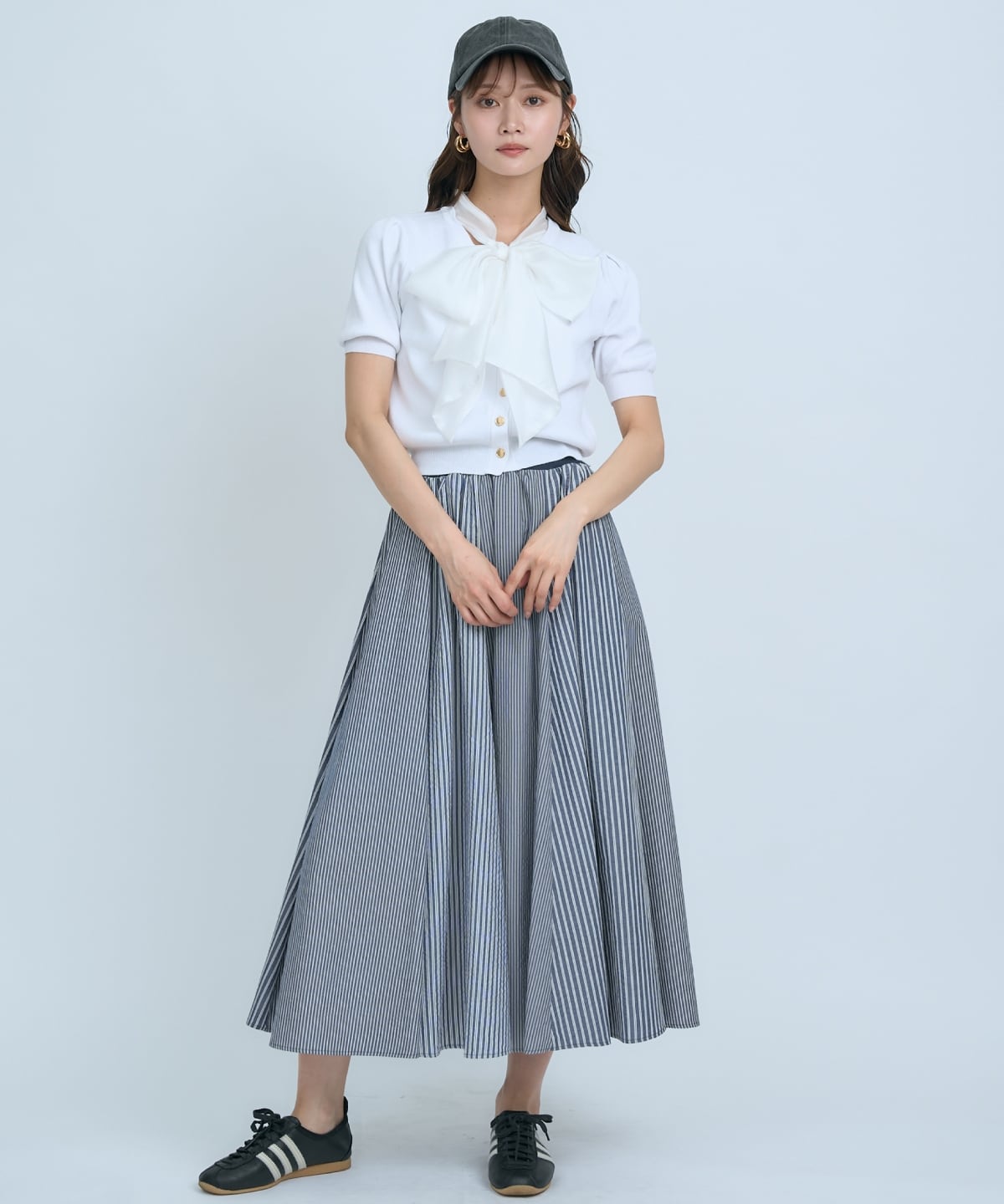 【先行予約受付中】サッカーストライプ柄組み合わせロングスカート