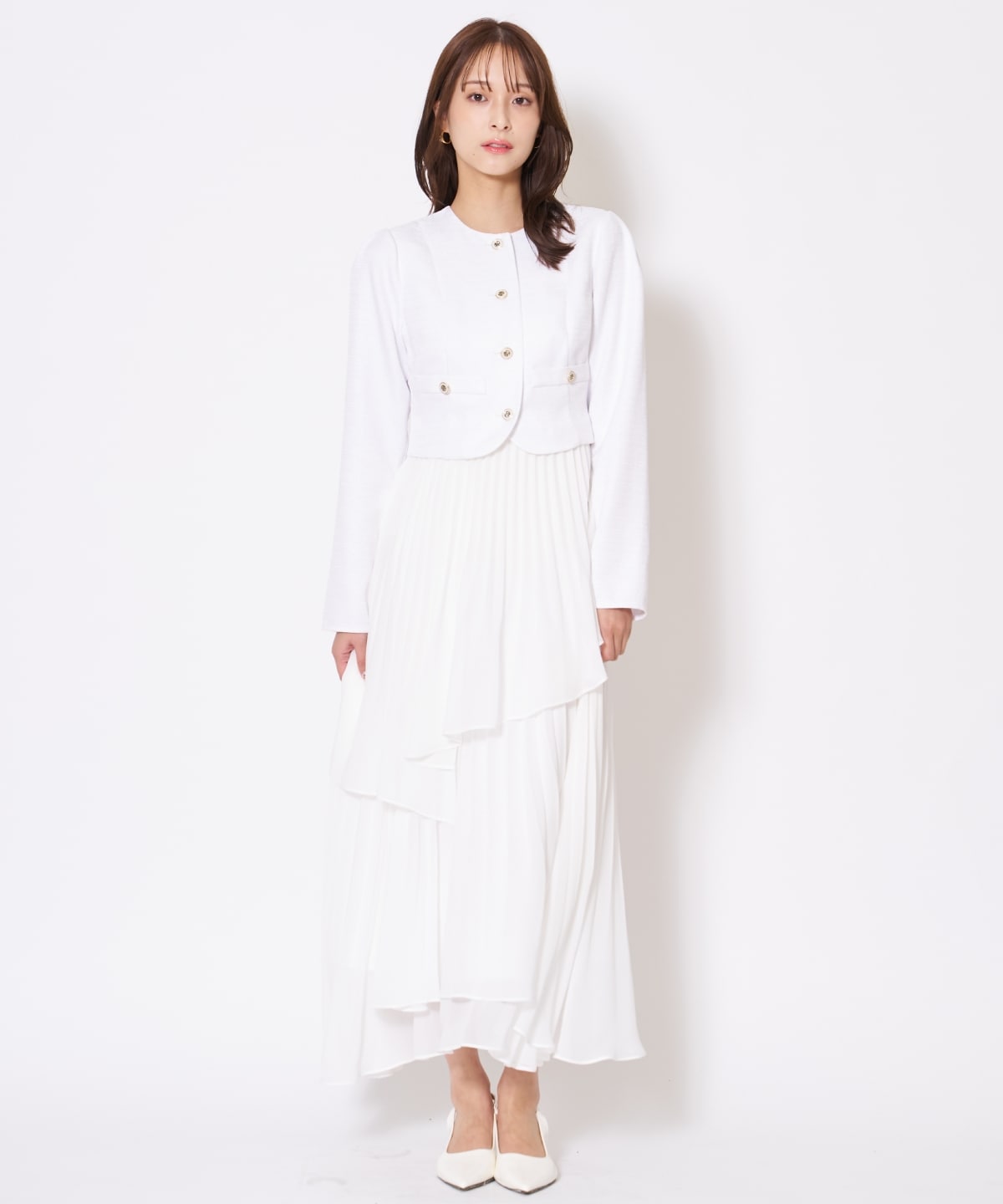 【先行予約受付中】ツイードジャケットドッキングワンピース