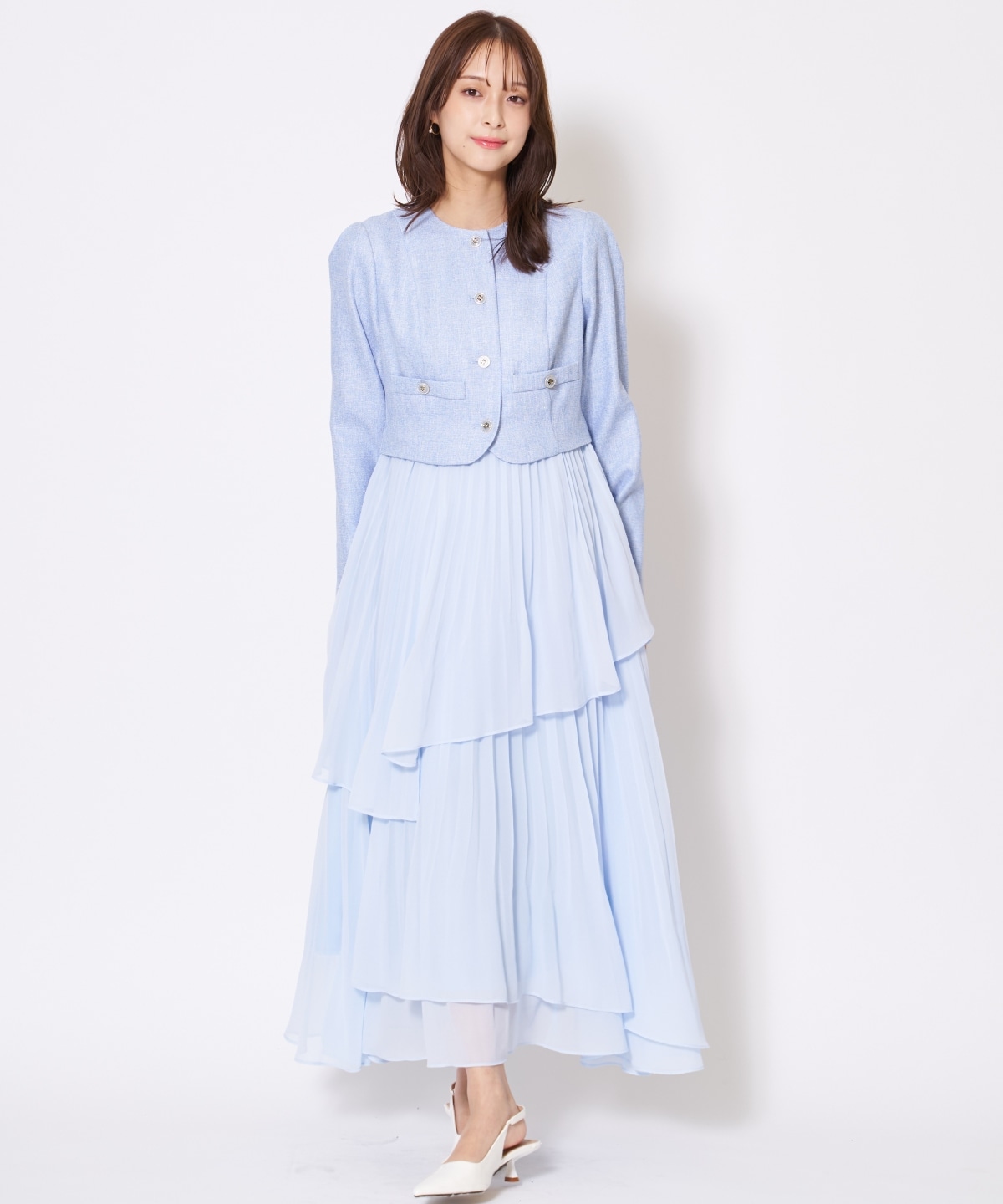 【先行予約受付中】ツイードジャケットドッキングワンピース