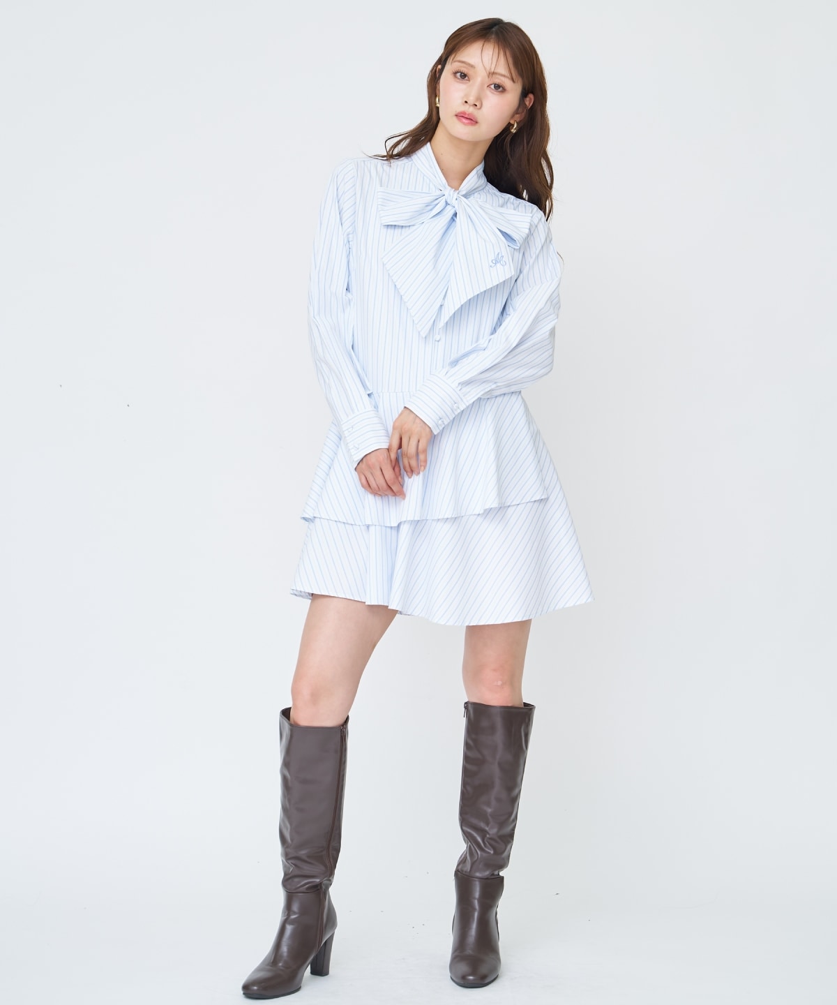 【先行予約受付中】アシメストライプミニワンピース