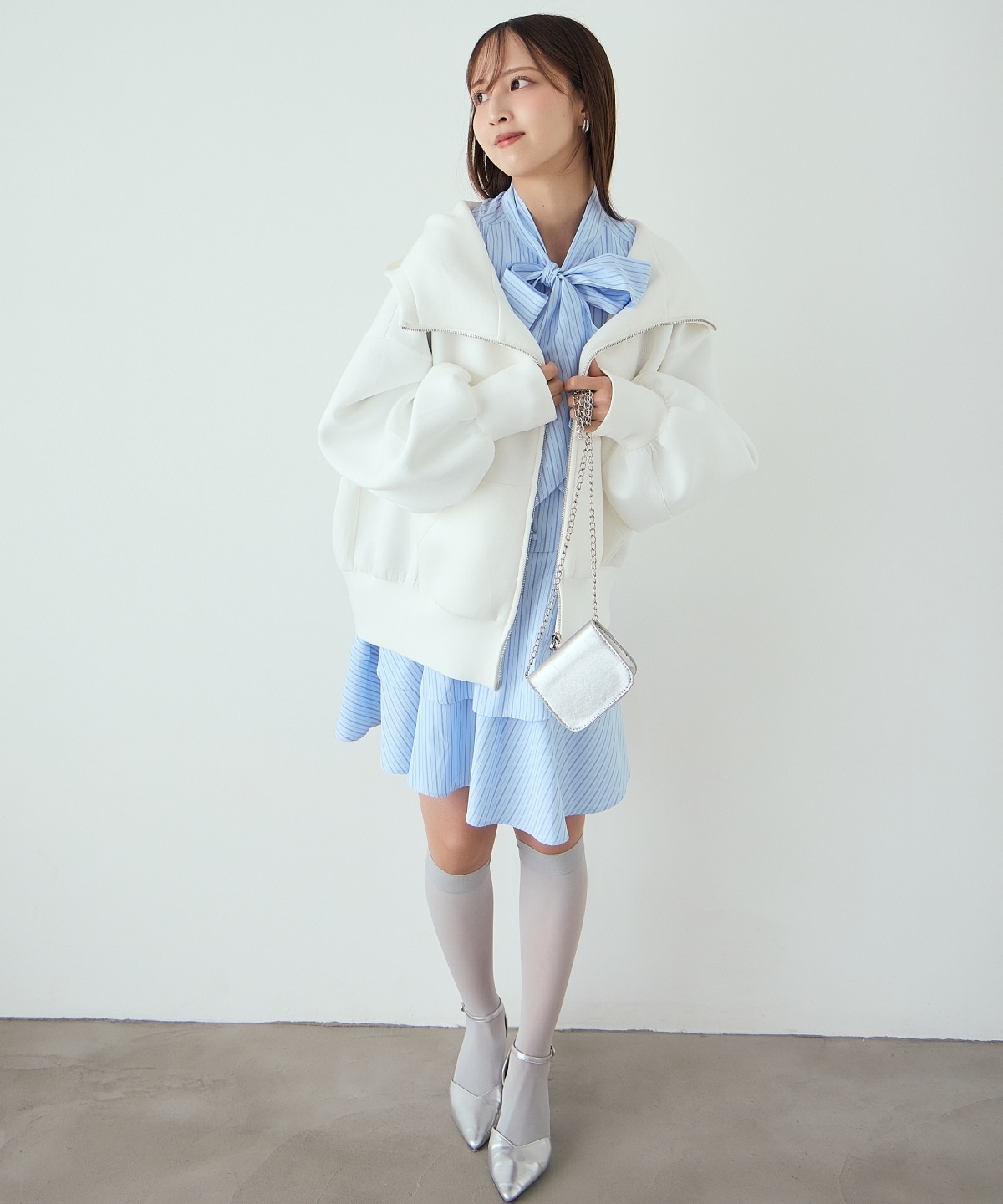 アシメストライプミニワンピース