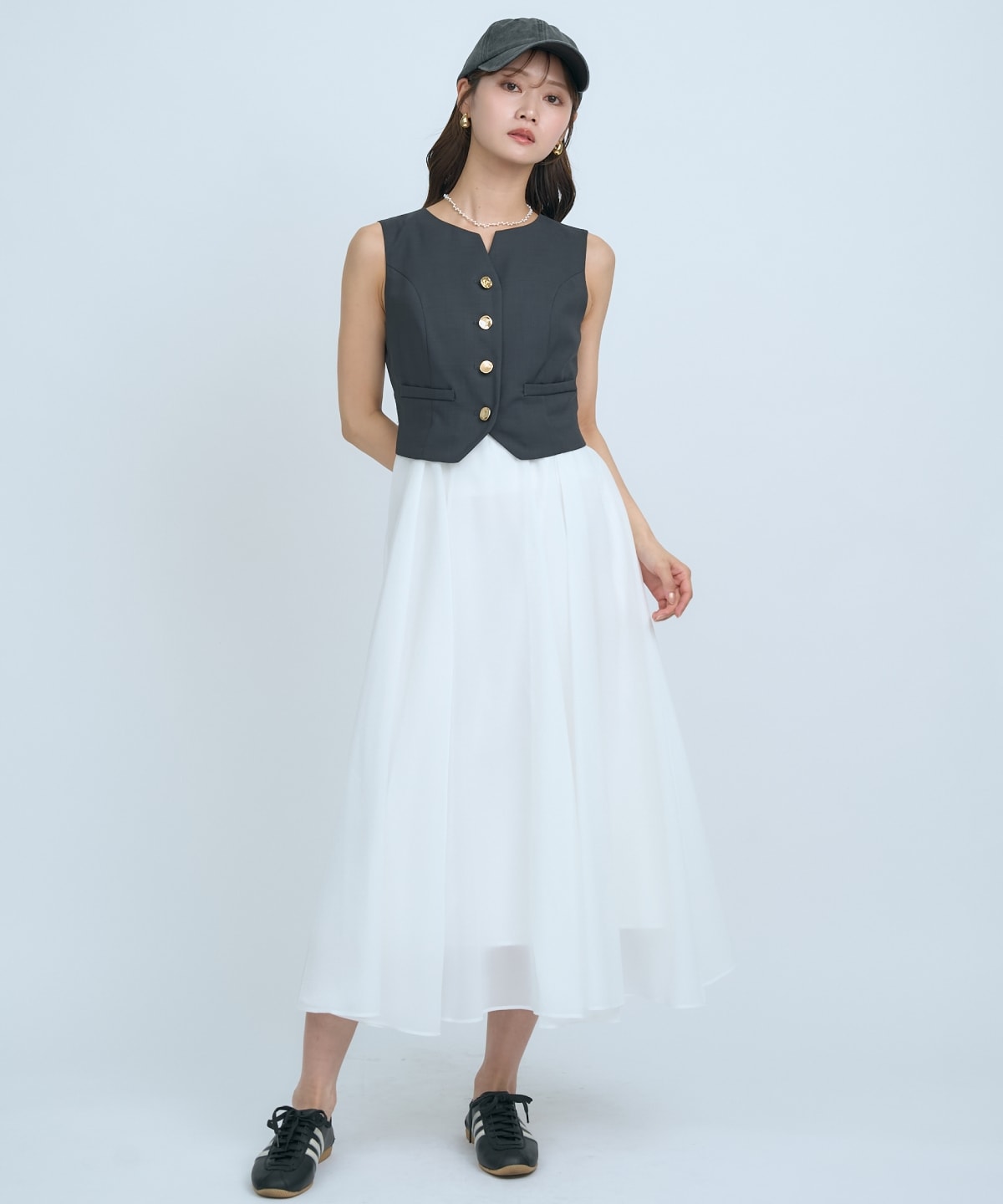 ショートジレレイヤードワンピース