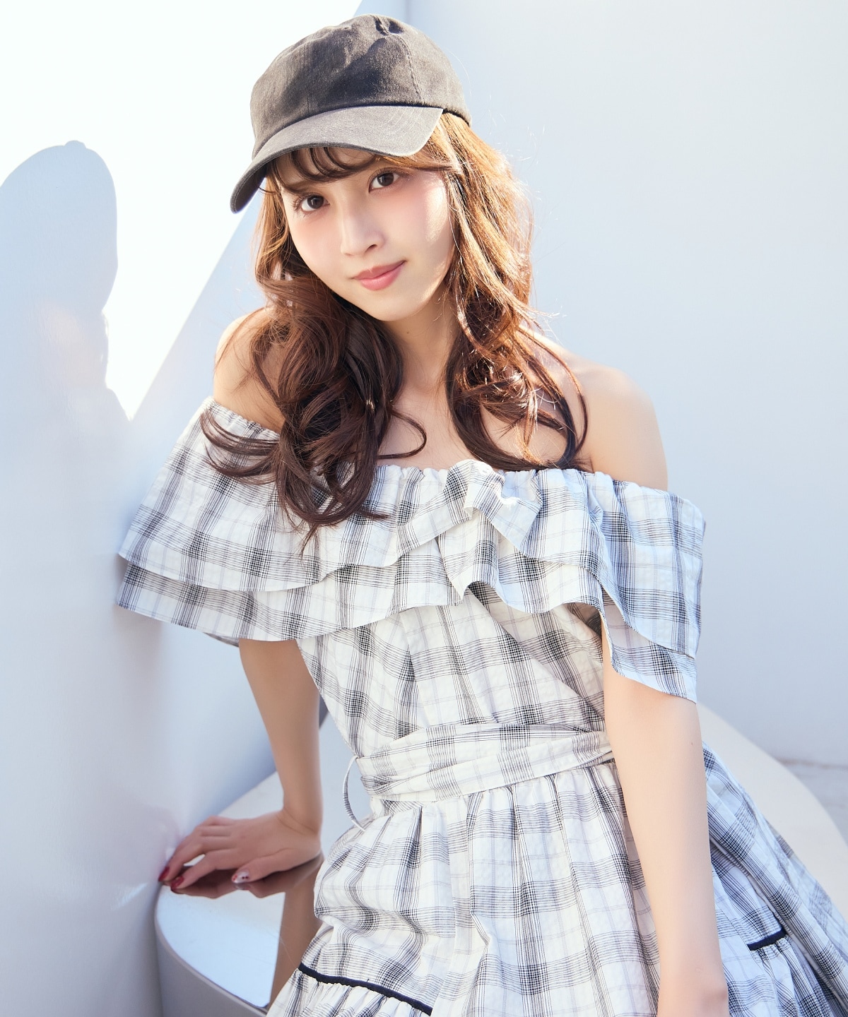 【先行予約受付中】オフショルチェックフレアワンピース