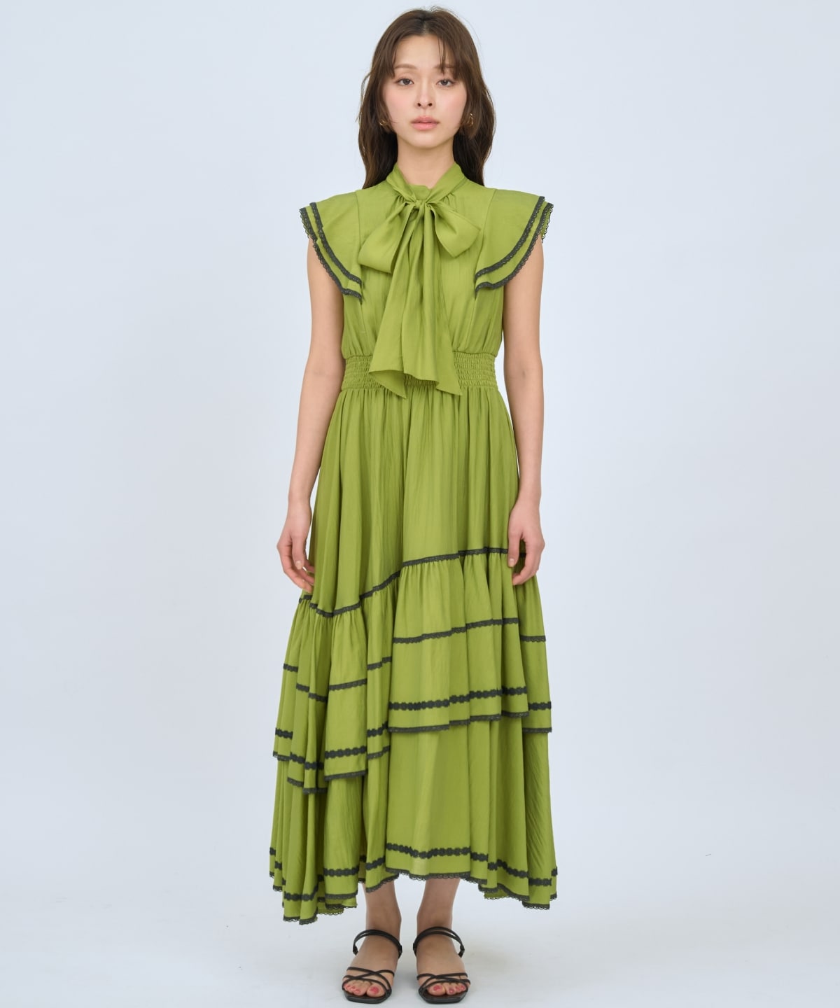 レーストリミングティアードワンピース