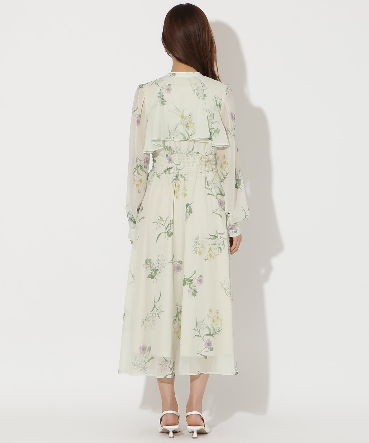 【先行予約受付中】フリルケープフラワープリントワンピース