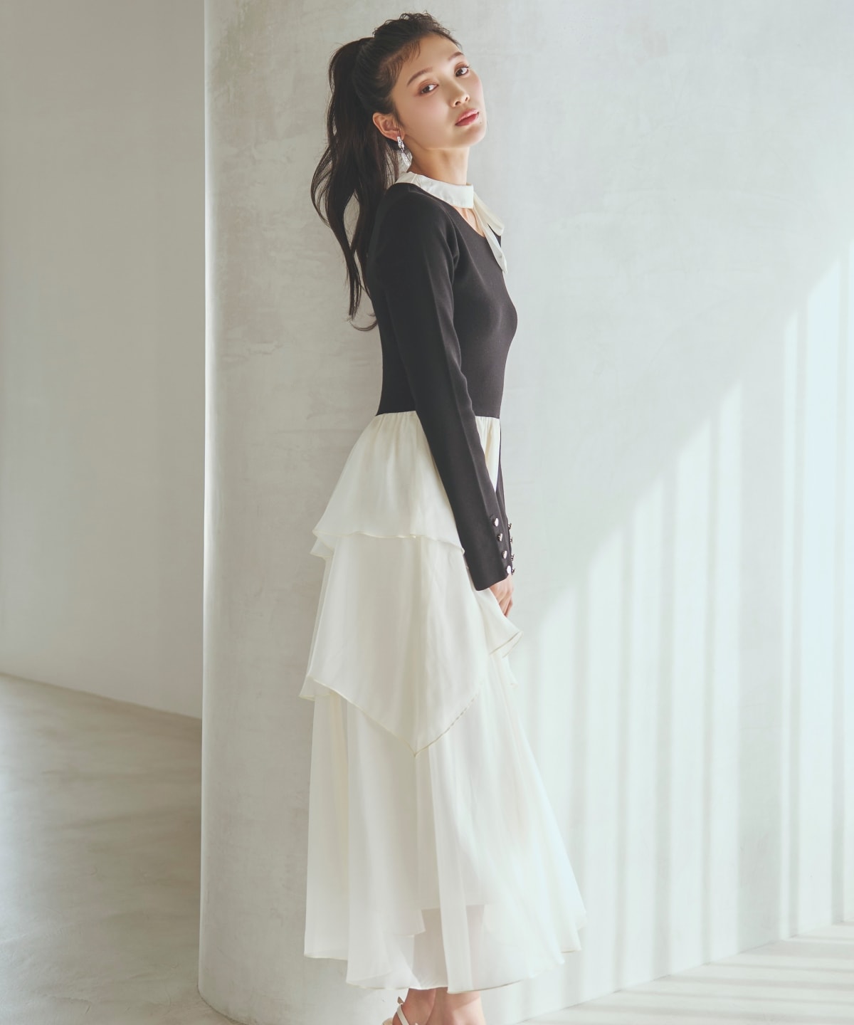 【先行予約受付中】リボン付きニットドッキングワンピース