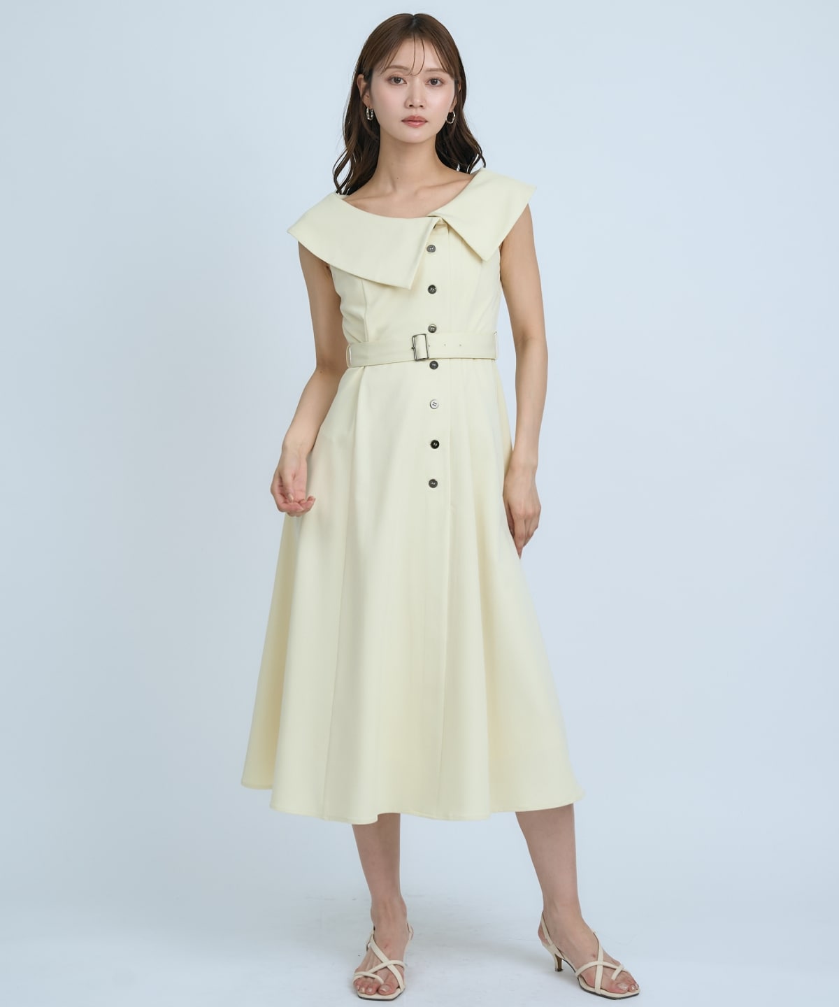 【先行予約受付中】アシメビックカラー前ボタンワンピース