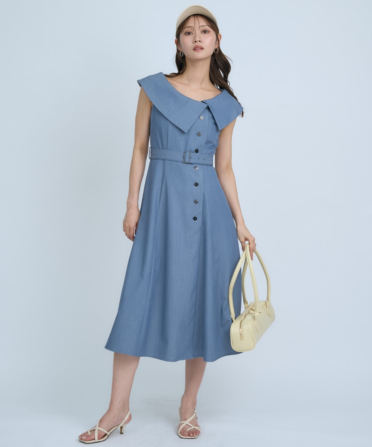 【先行予約受付中】アシメビックカラー前ボタンワンピース