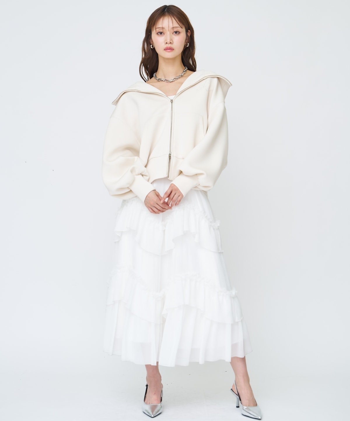 ロゴ刺繍ボンディングZIPパーカー