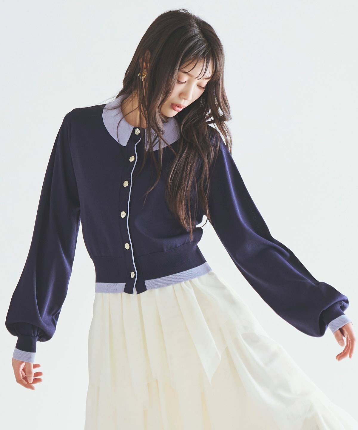 【先行予約受付中】配色レイヤードライクニットカーディガン