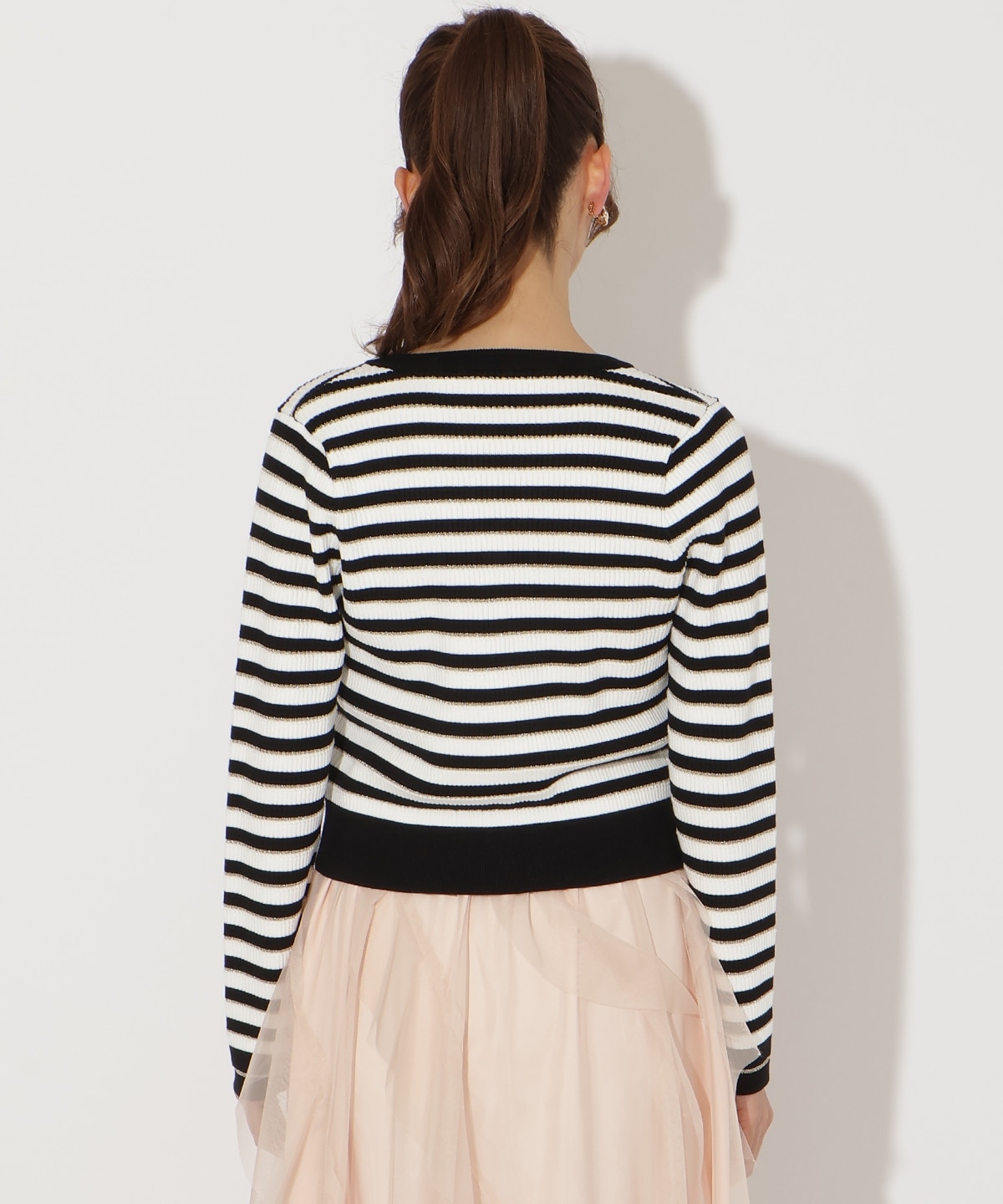 ラメボーダーニットカーディガン