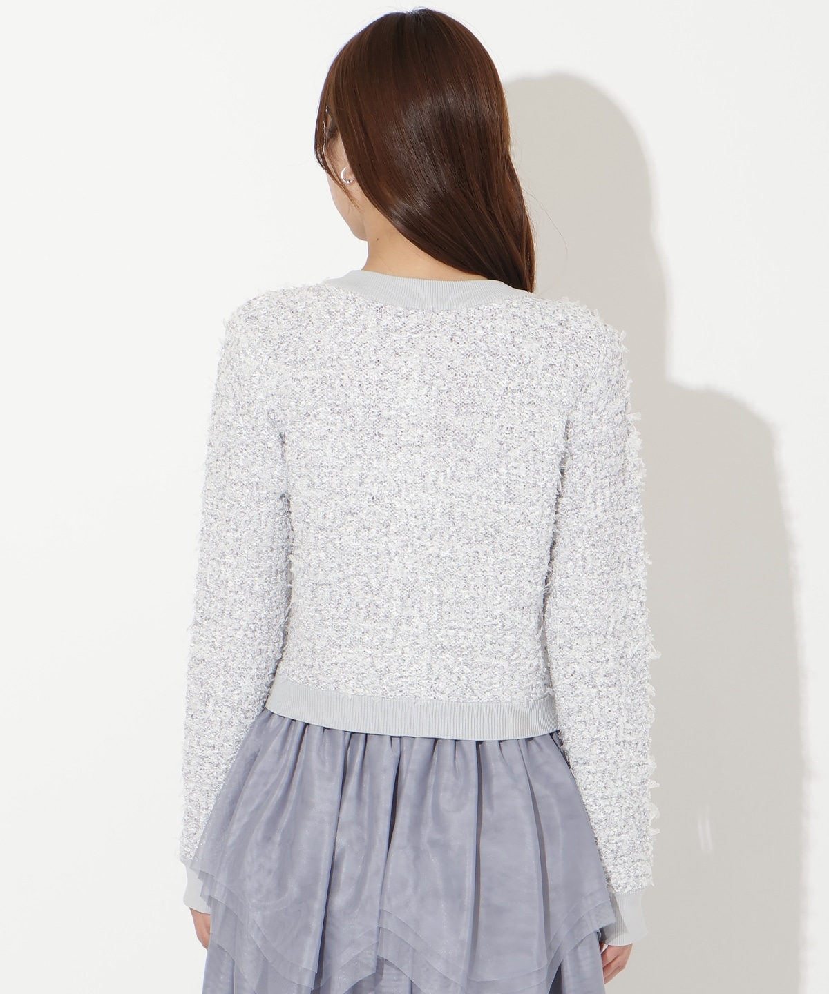 【先行予約受付中】ラメ入りツイード調ニットカーディガン