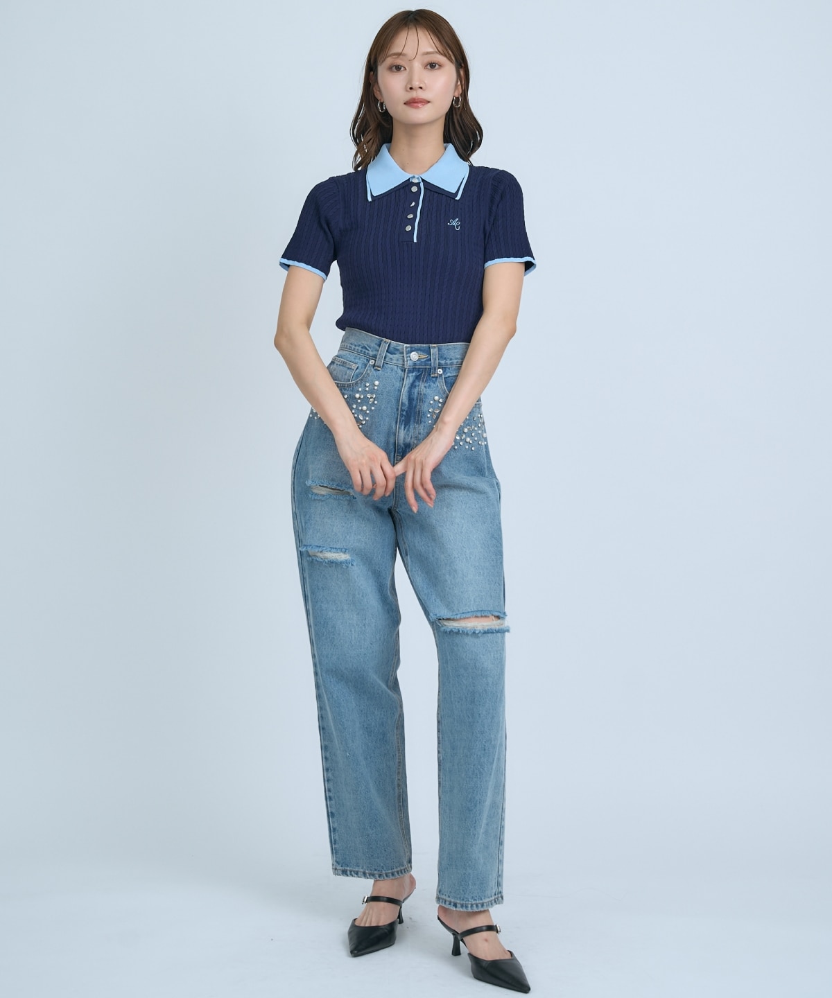 【先行予約受付中】ダブルカラーケーブルポロニット