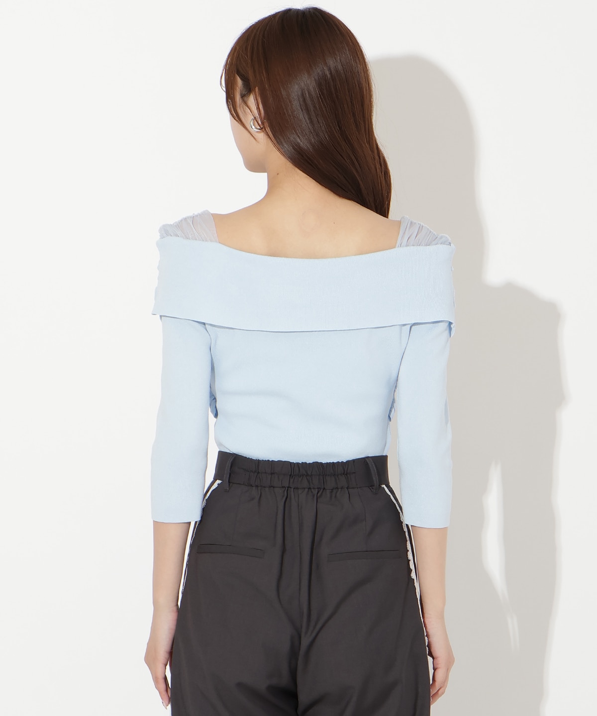 【先行予約受付中】7分袖クロスネックニットプルオーバー