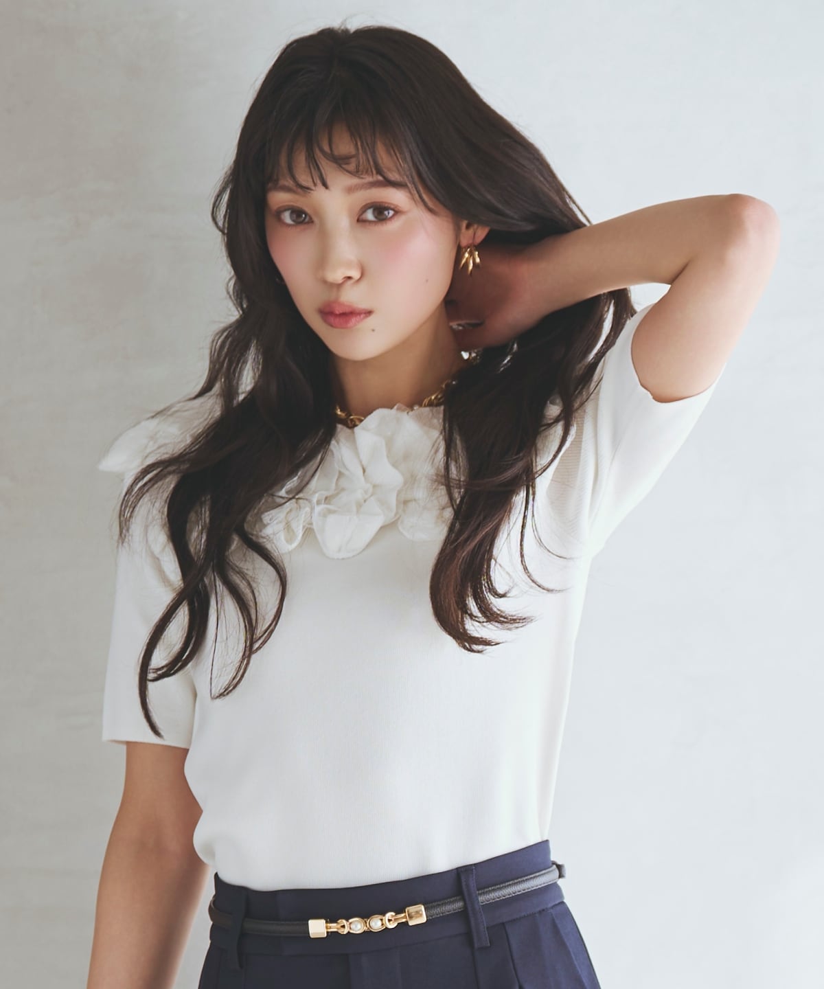 【先行予約受付中】フリルボートネックニットプルオーバー