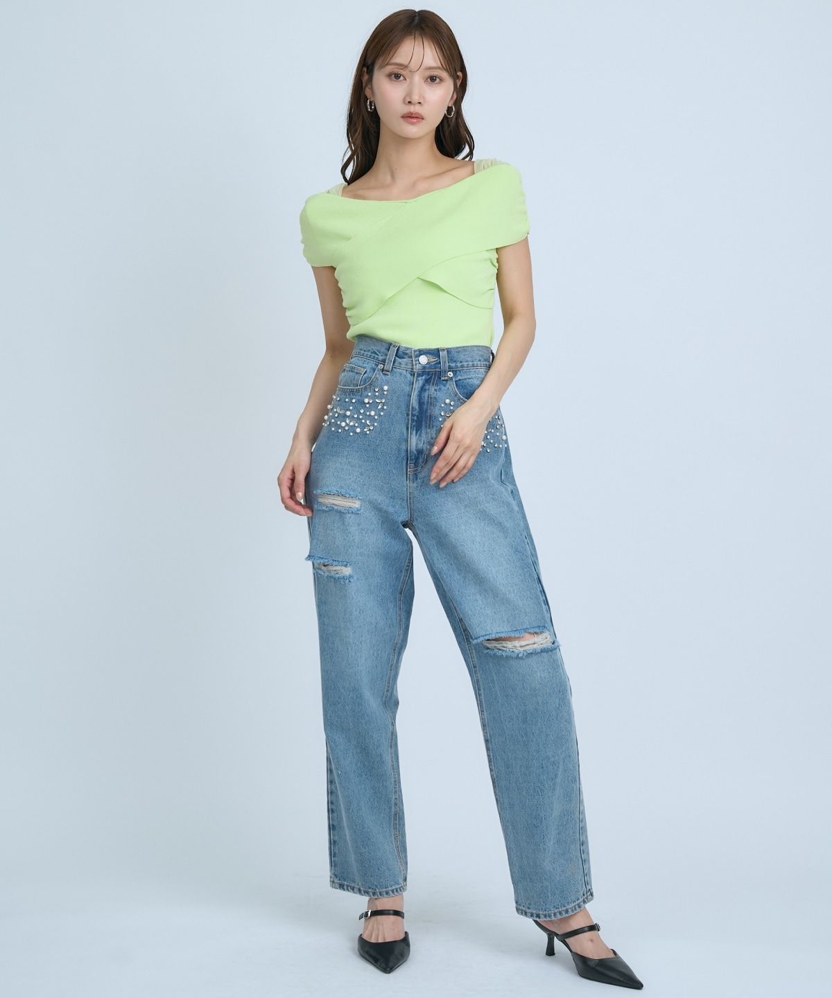 【先行予約受付中】クロスネックオフショルニットプルオーバー