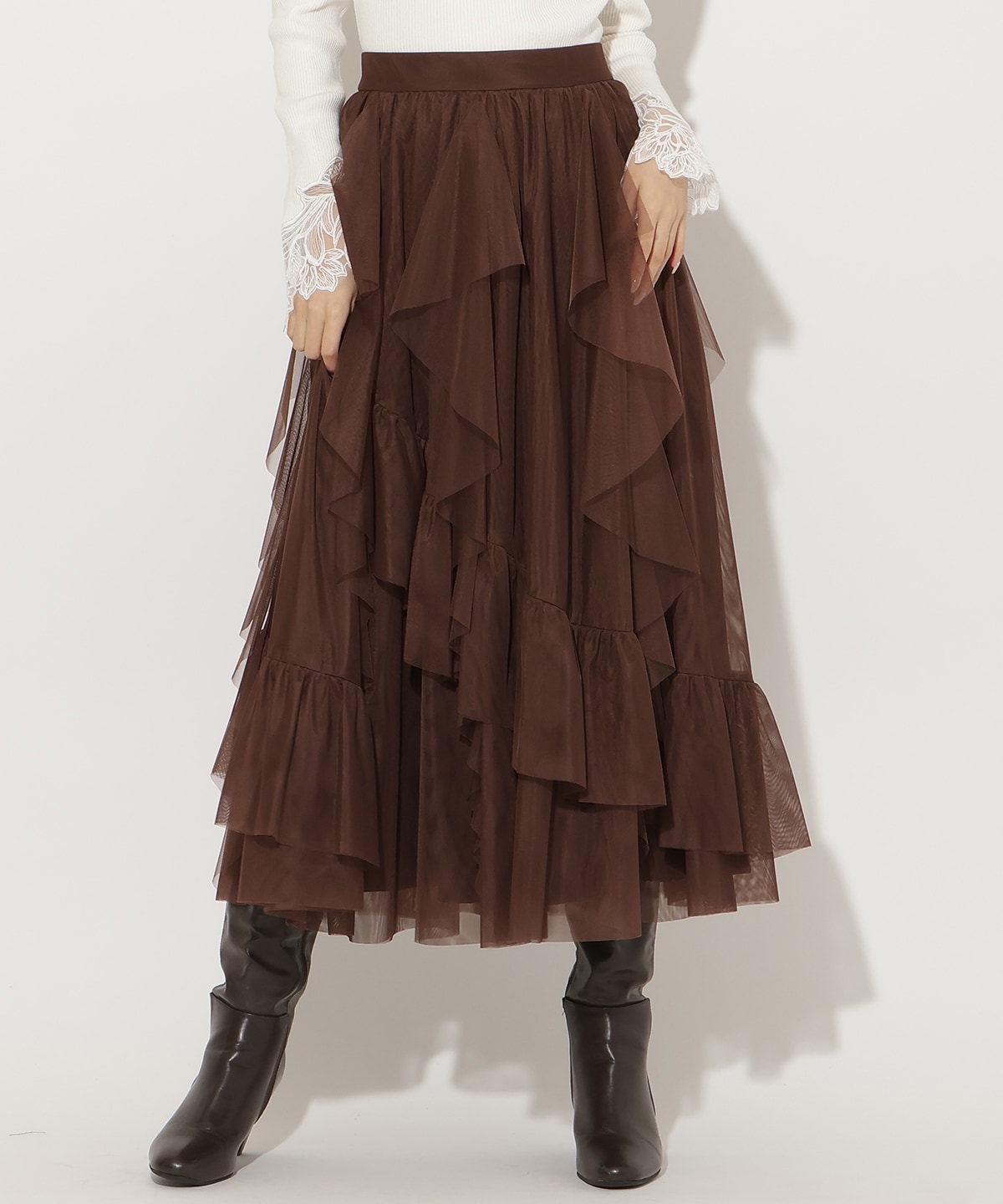 【先行予約受付中】アシメティアードラッフルチュールスカート