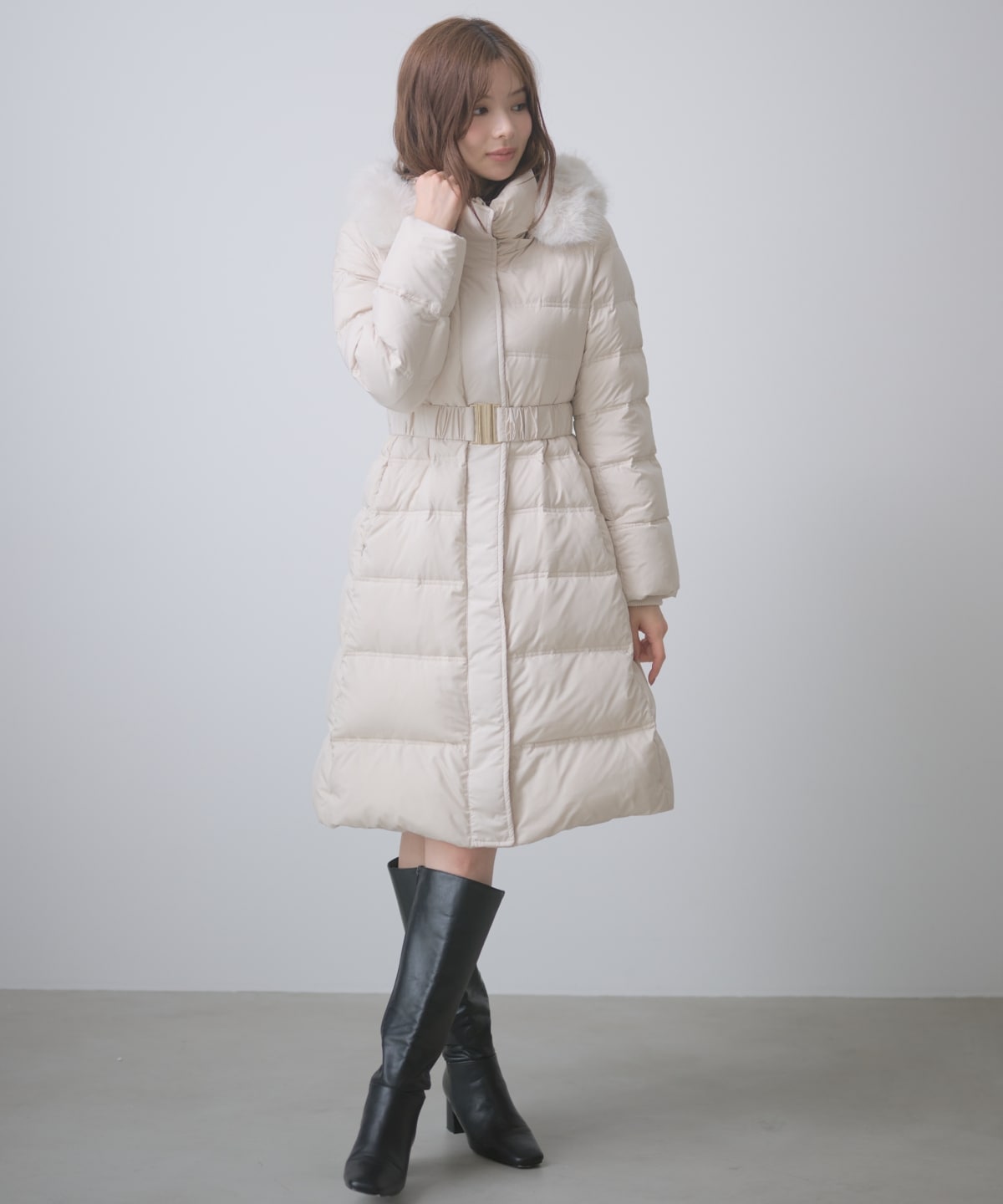 【9/10(木)10時 先行予約スタート】ベルト付きロングダウンコート