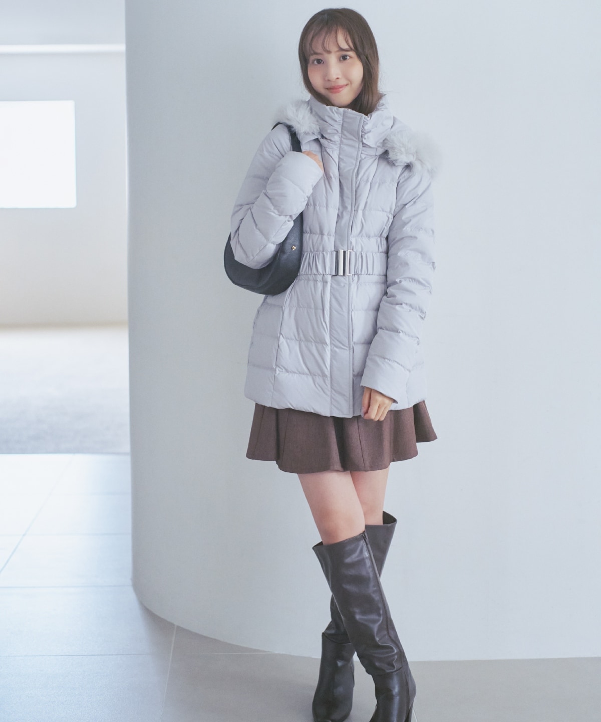 【9/10(木)10時 先行予約スタート】ベルト付きミドルダウンコート