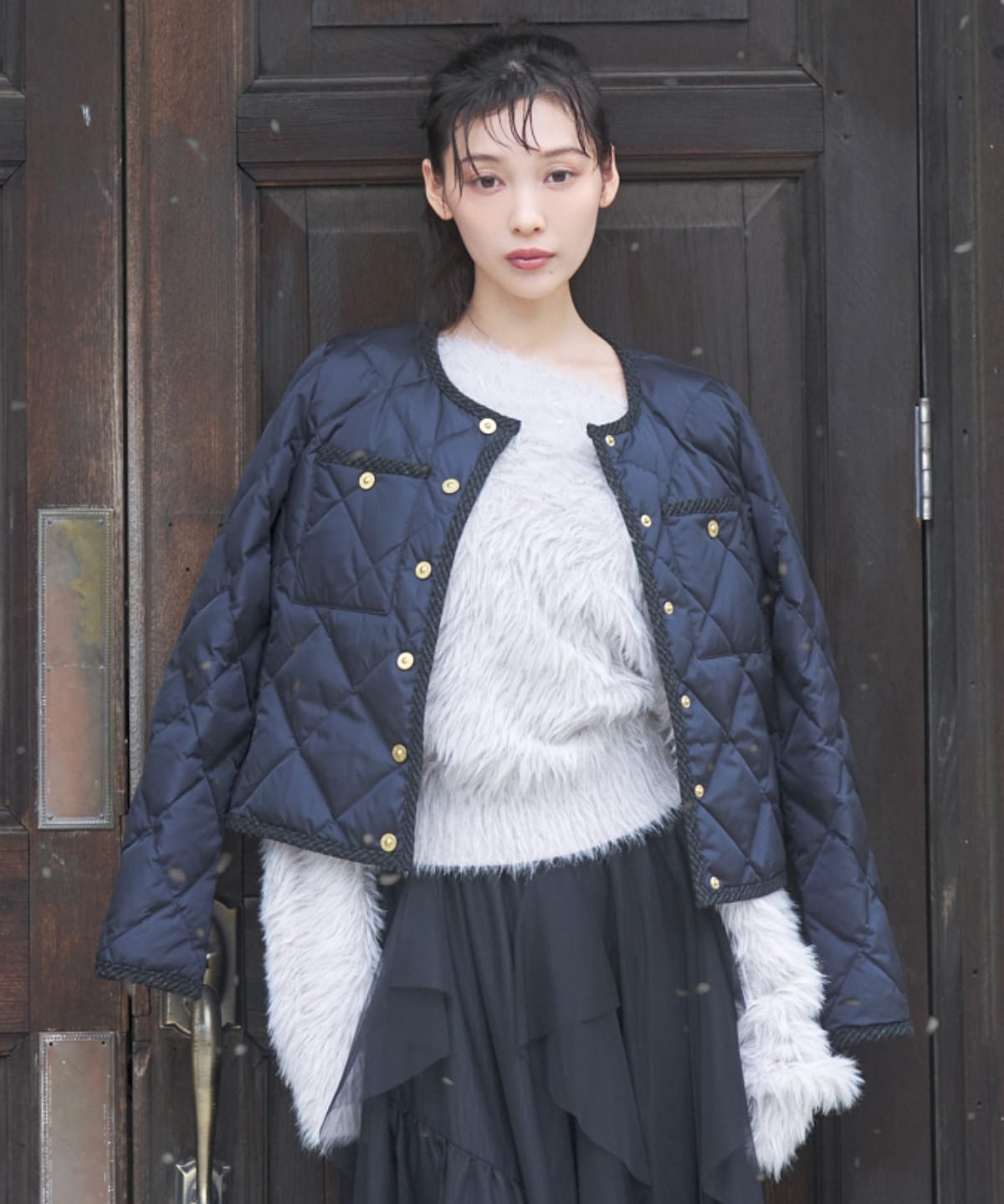 【TAION×AND COUTURE】ノーカラーショートダウンジャケット
