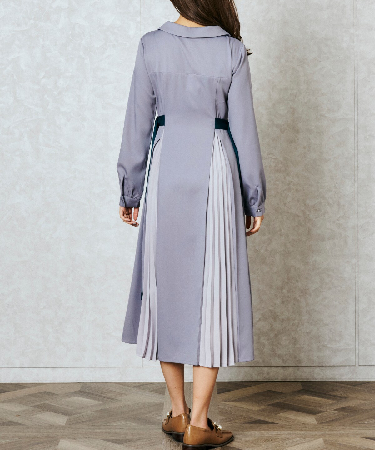 配色ダブルバックルスカラップシャツワンピース S ラベンダー Redyazel 公式オンラインショップ バーンデストローズ