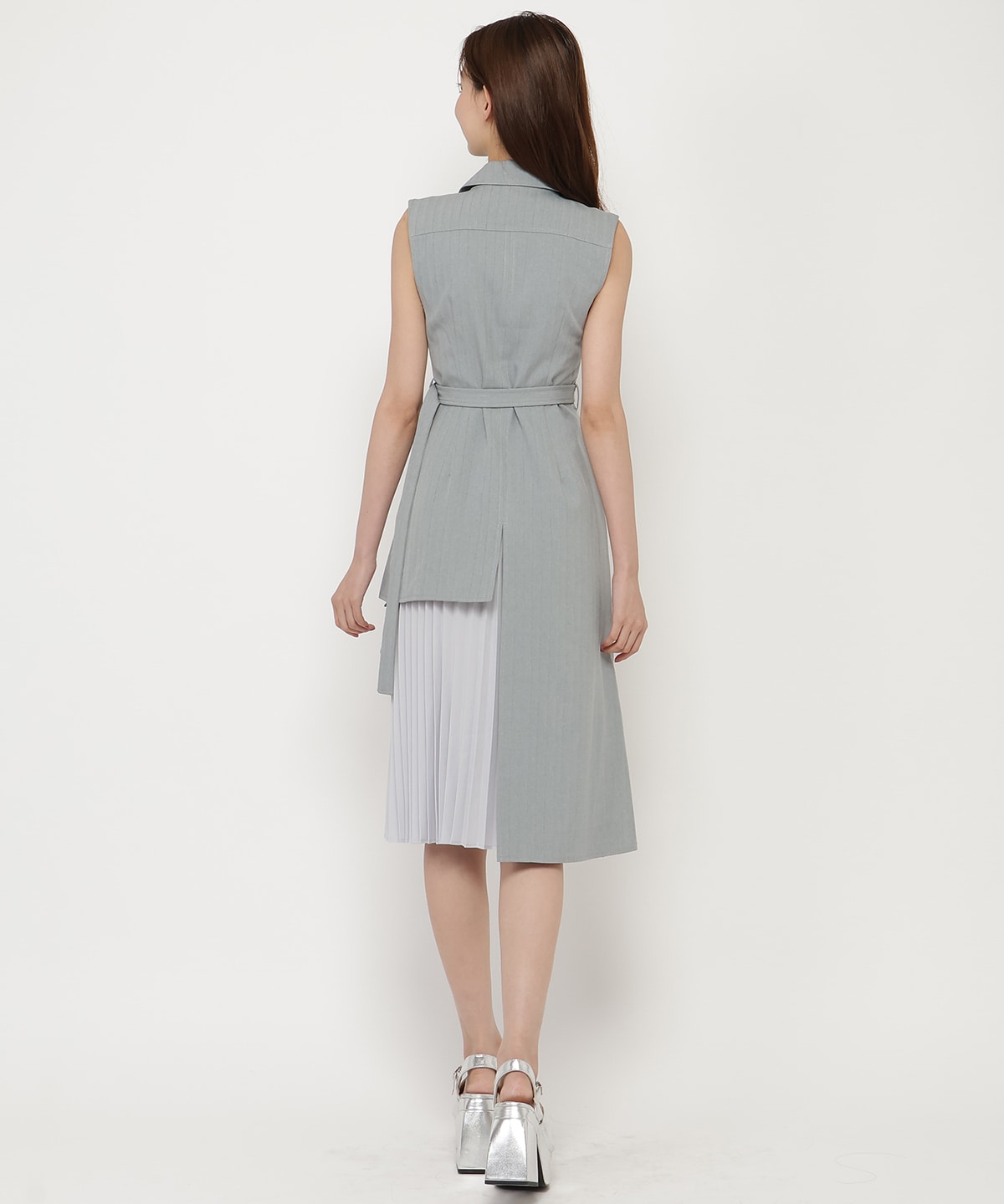 ノースリーブサイドプリーツワンピース