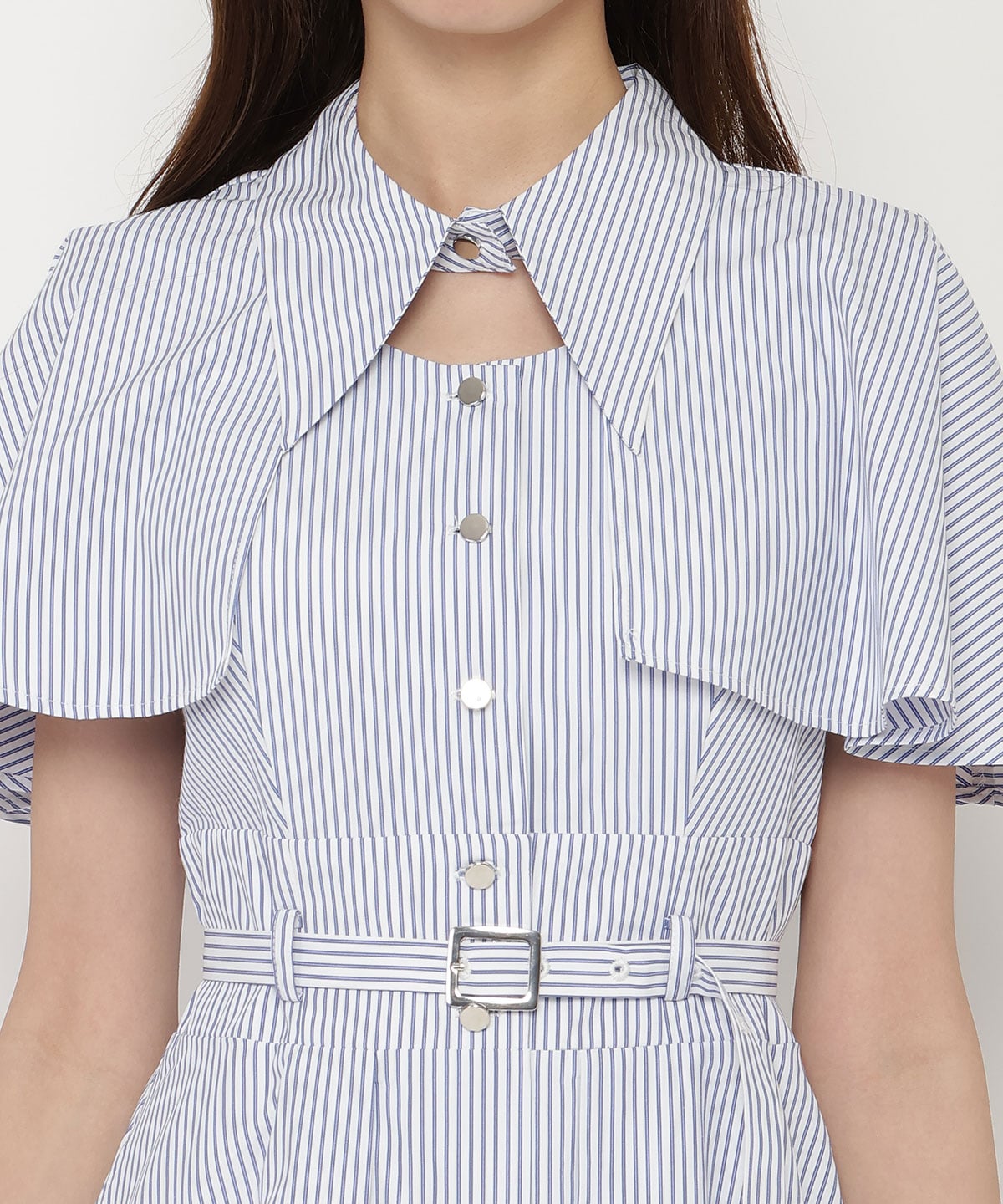 ケープフレアストライプワンピース