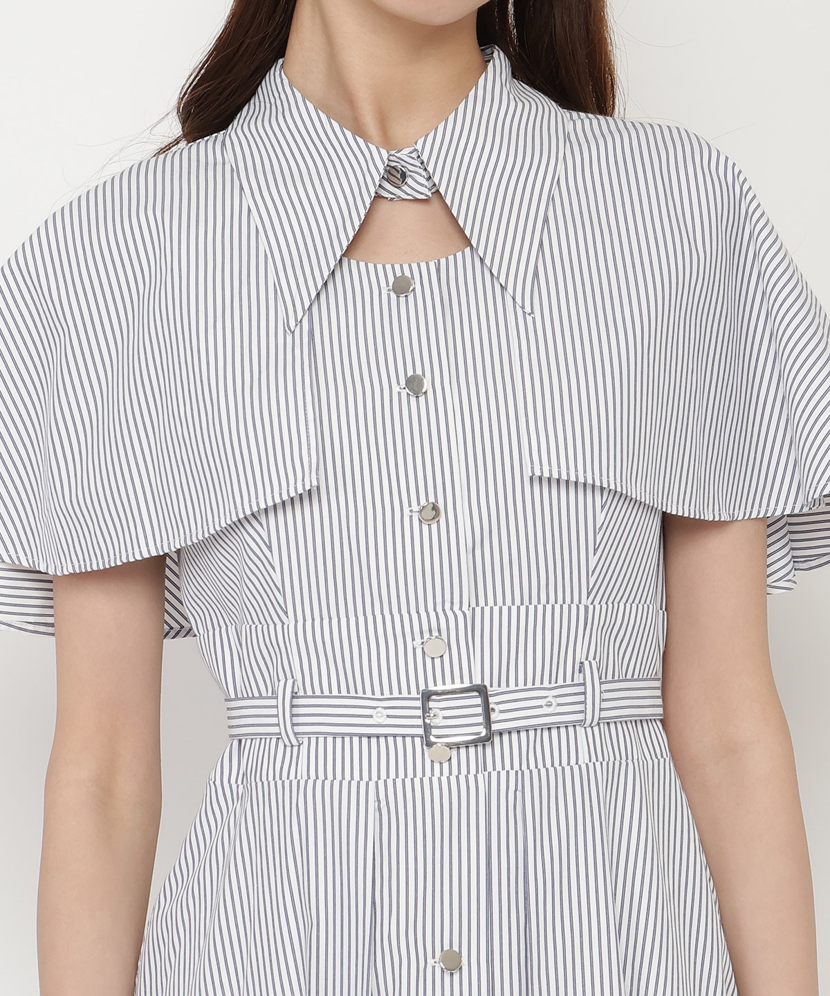 ケープフレアストライプワンピース