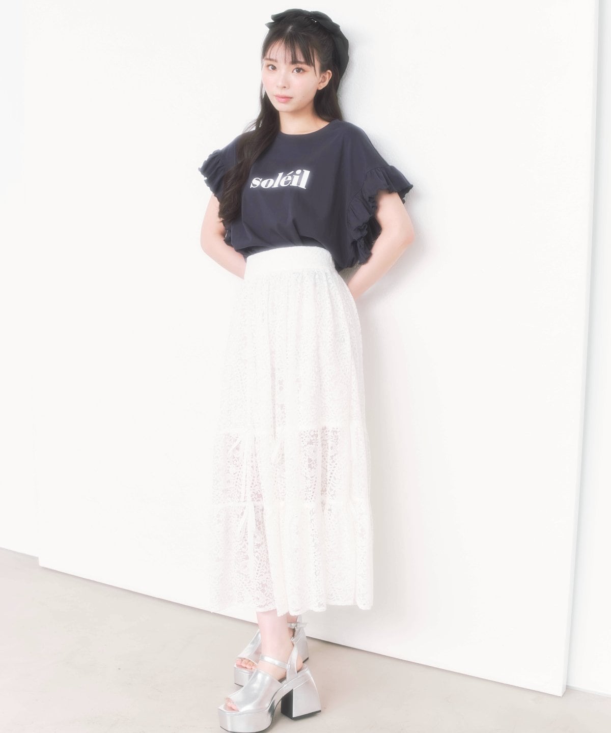 フリル袖Tシャツ