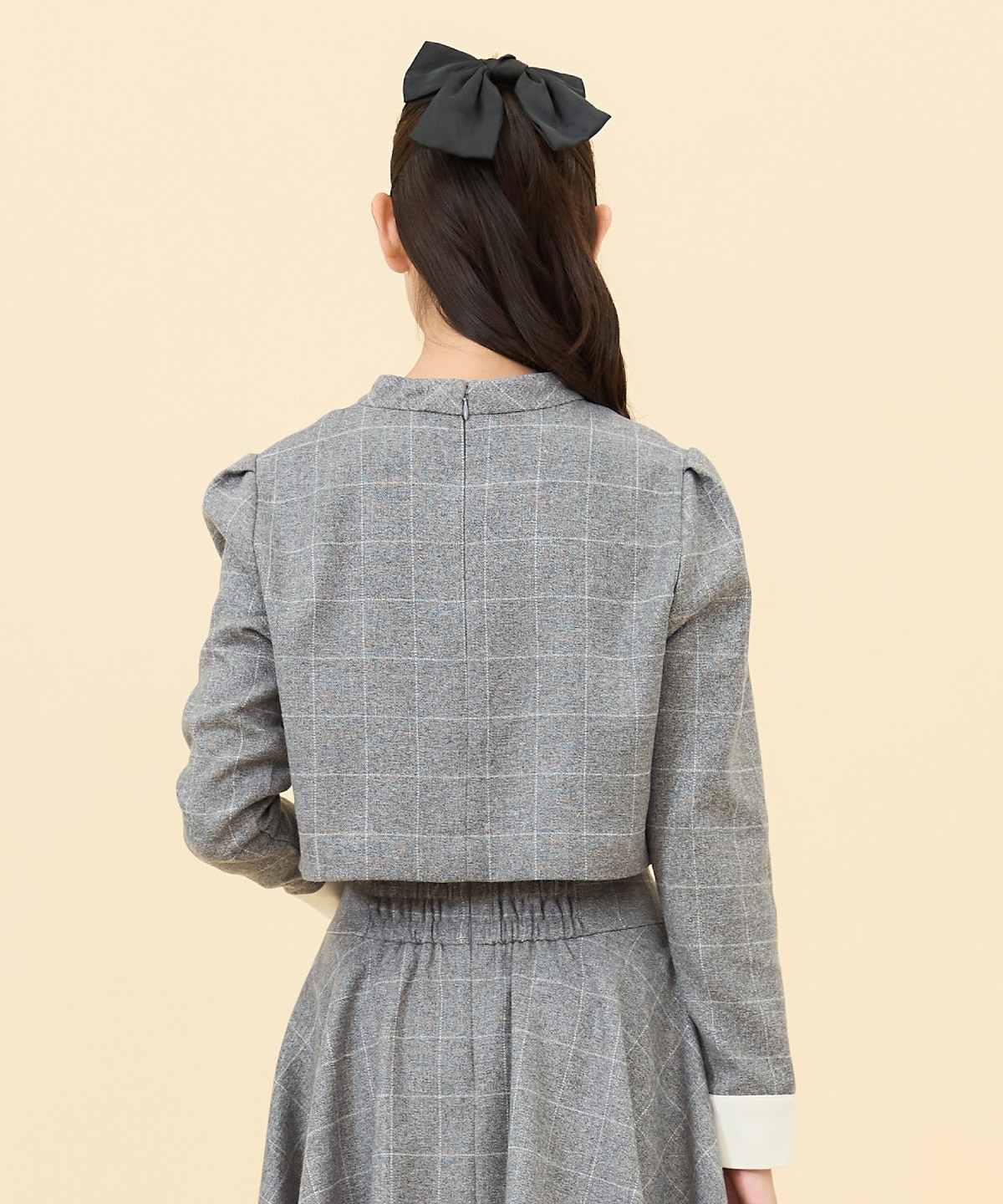 【セットアップ可能】バイカラーチェックスタンドトップス