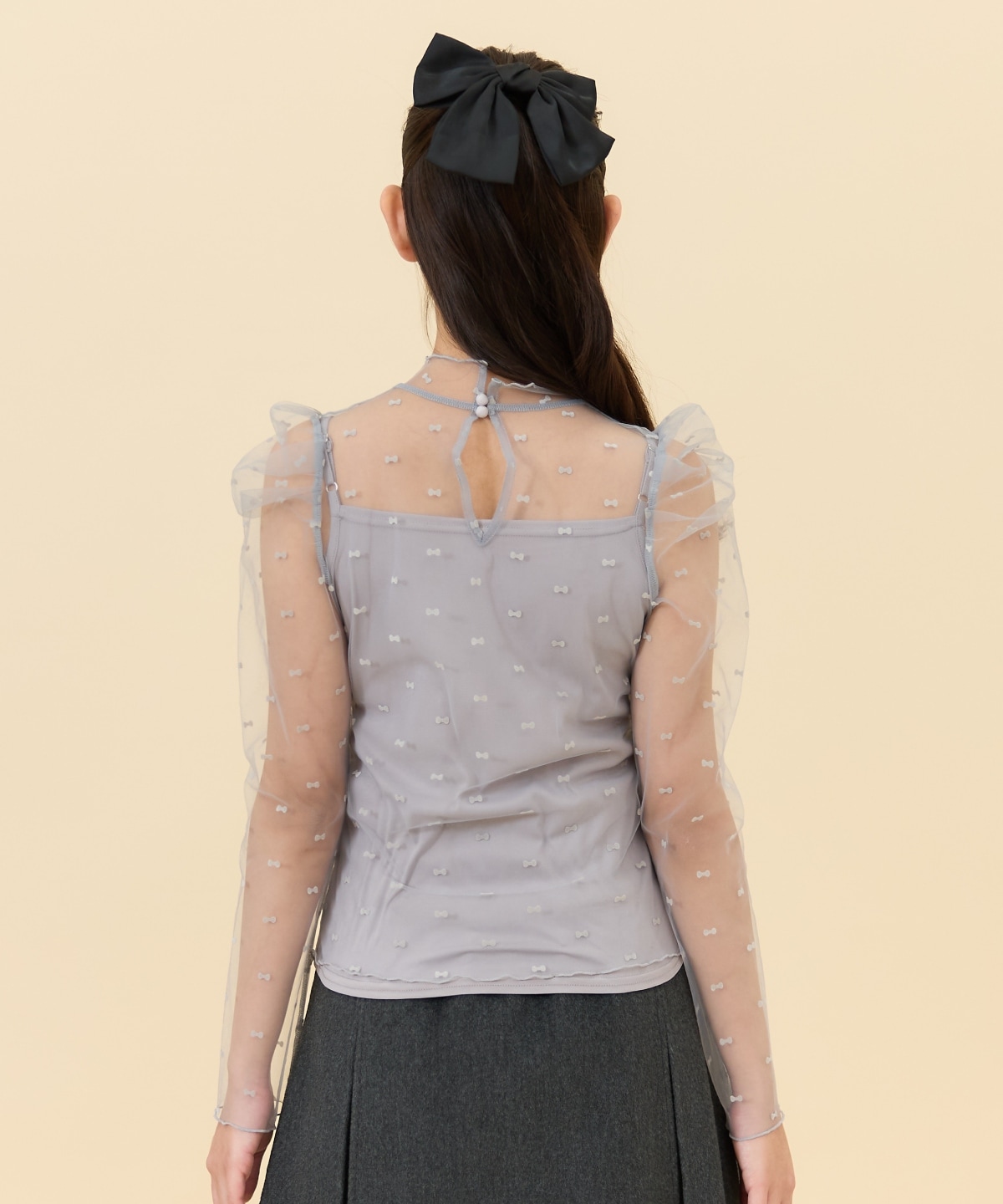 リボンフロッキーチュールブラウス