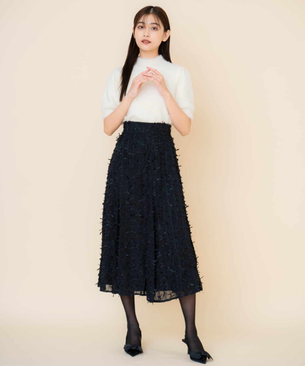 リボンモチーフフレアスカート