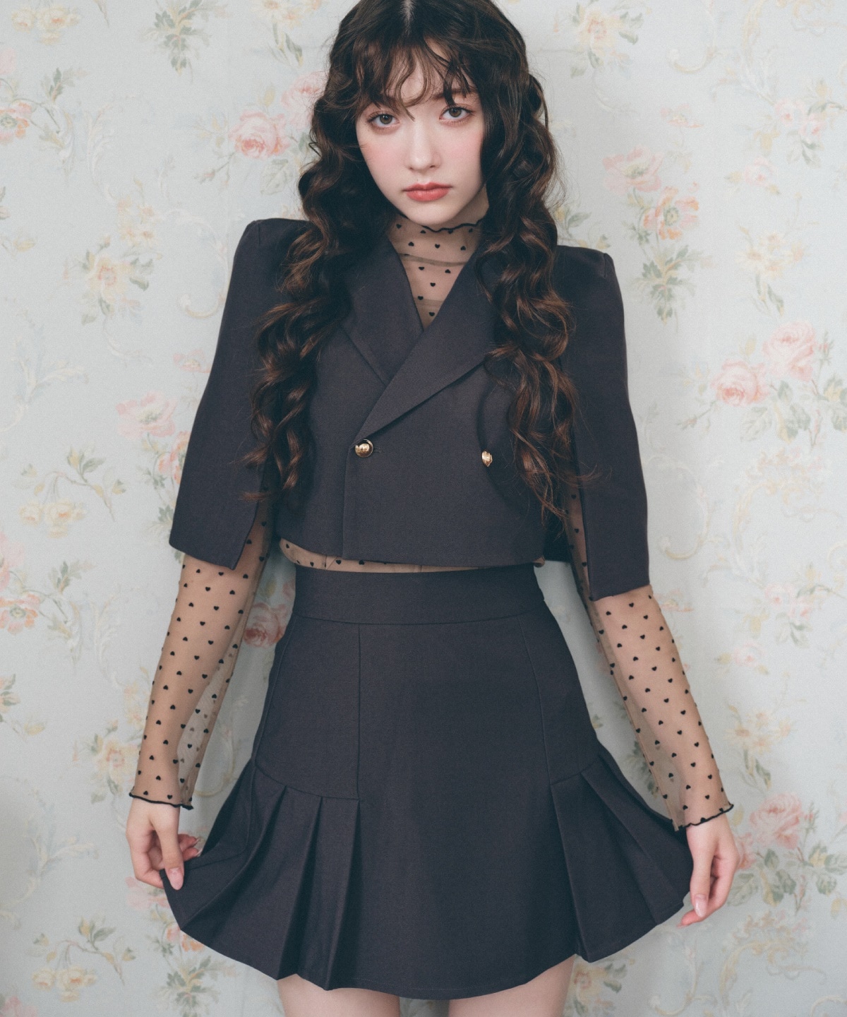 【セットアップ可能】サイドプリーツミニスカート