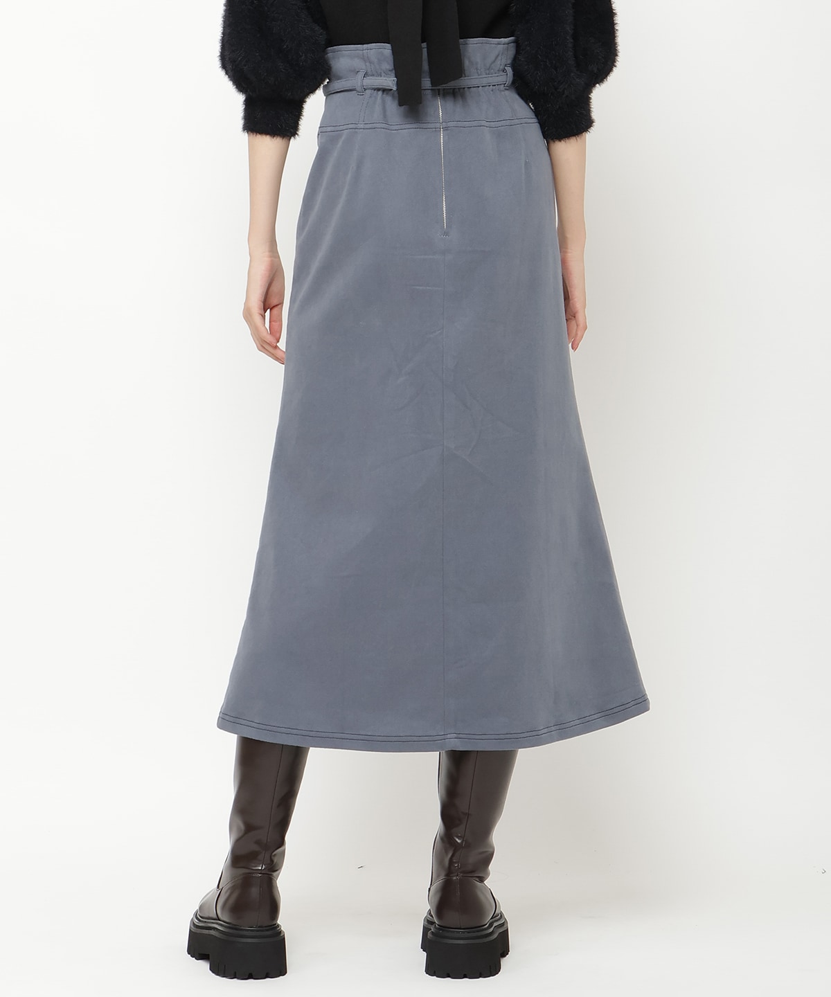 配色ステッチＡラインスカート