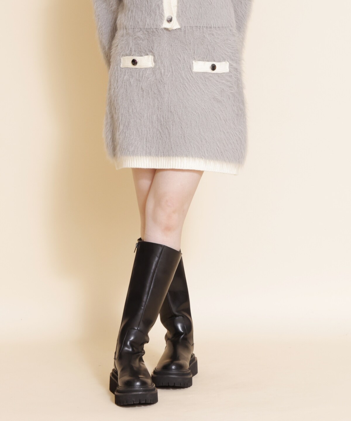 【セットアップ可能】シャギーニットミニスカート