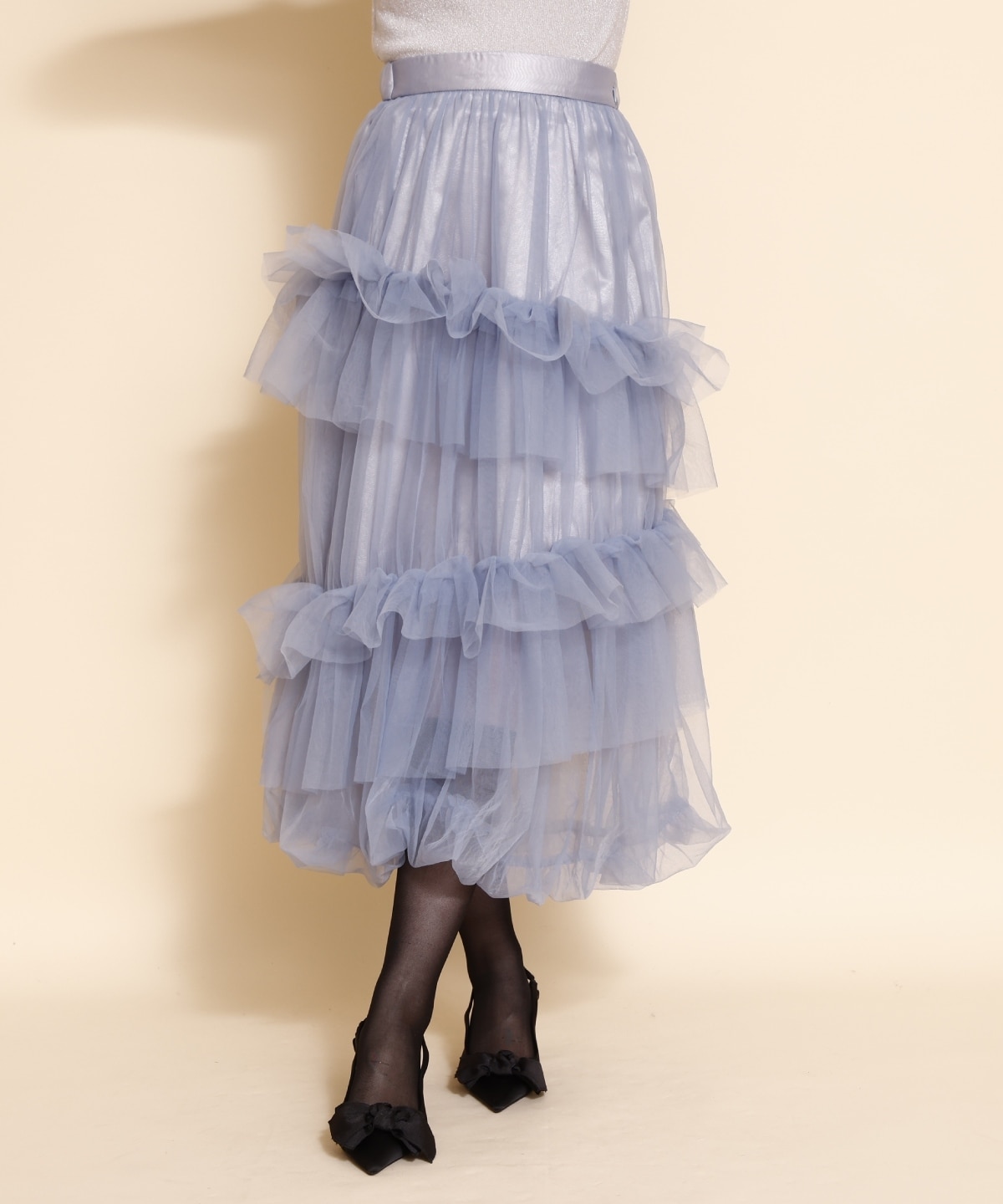 チュールフリルティアードスカート