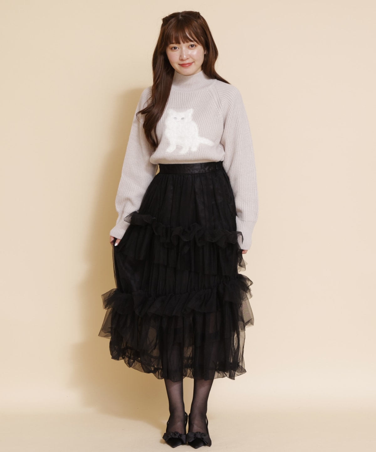 チュールフリルティアードスカート