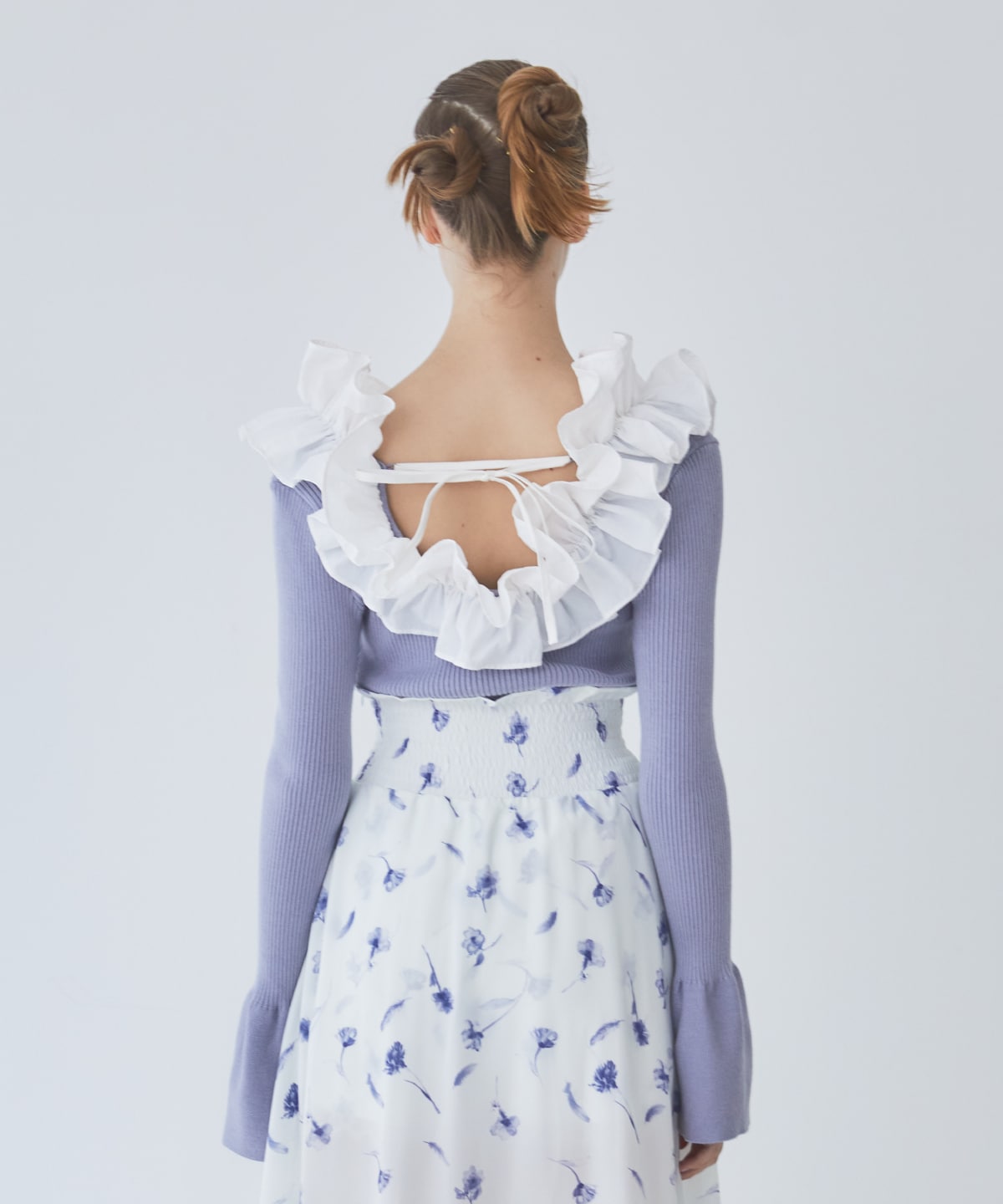 フリルドッキングリブニット