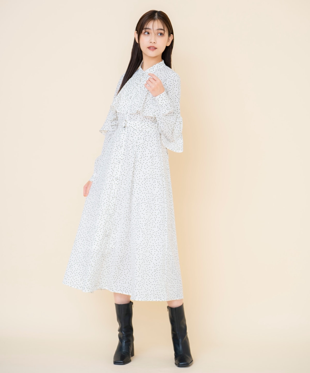 ケープフリルワンピース