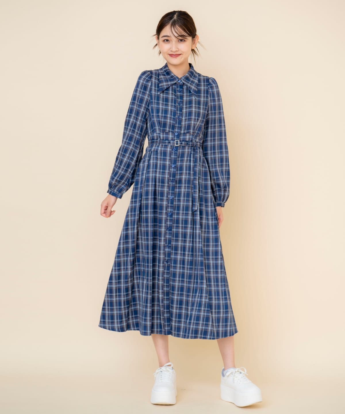 チェックシャツワンピース