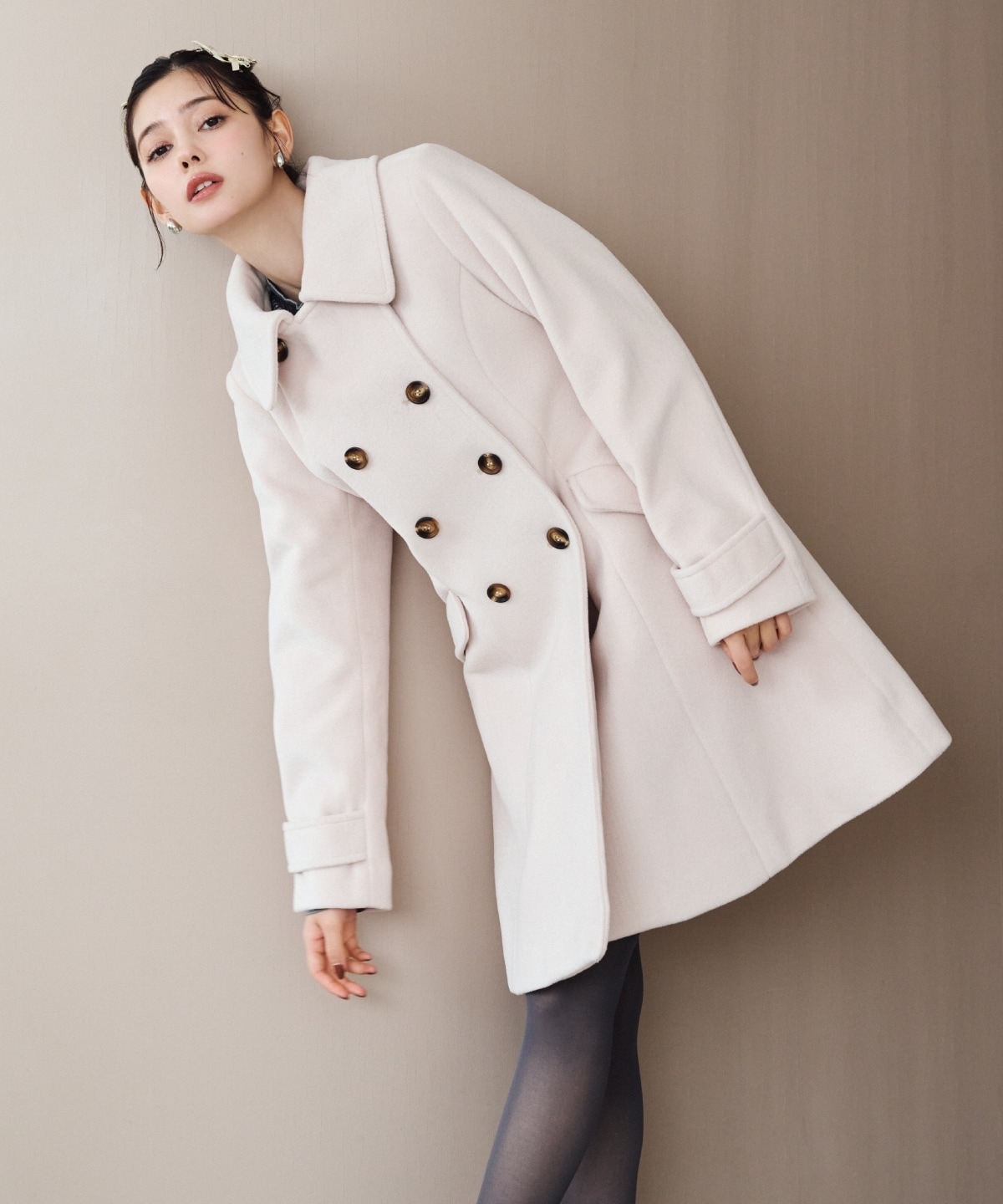 ウールライクダブルミドルコート