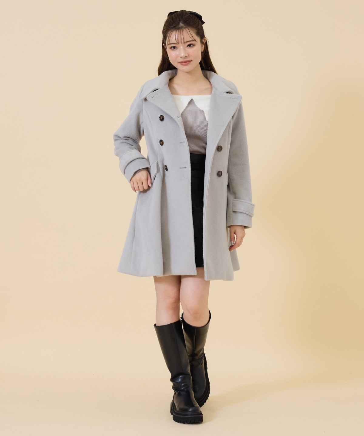 ウールライクダブルミドルコート