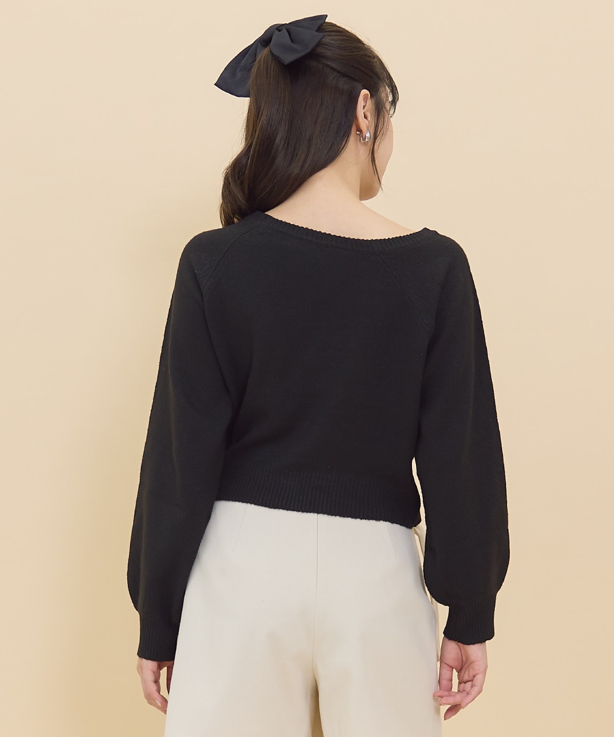 ワンショルリボンレースニット