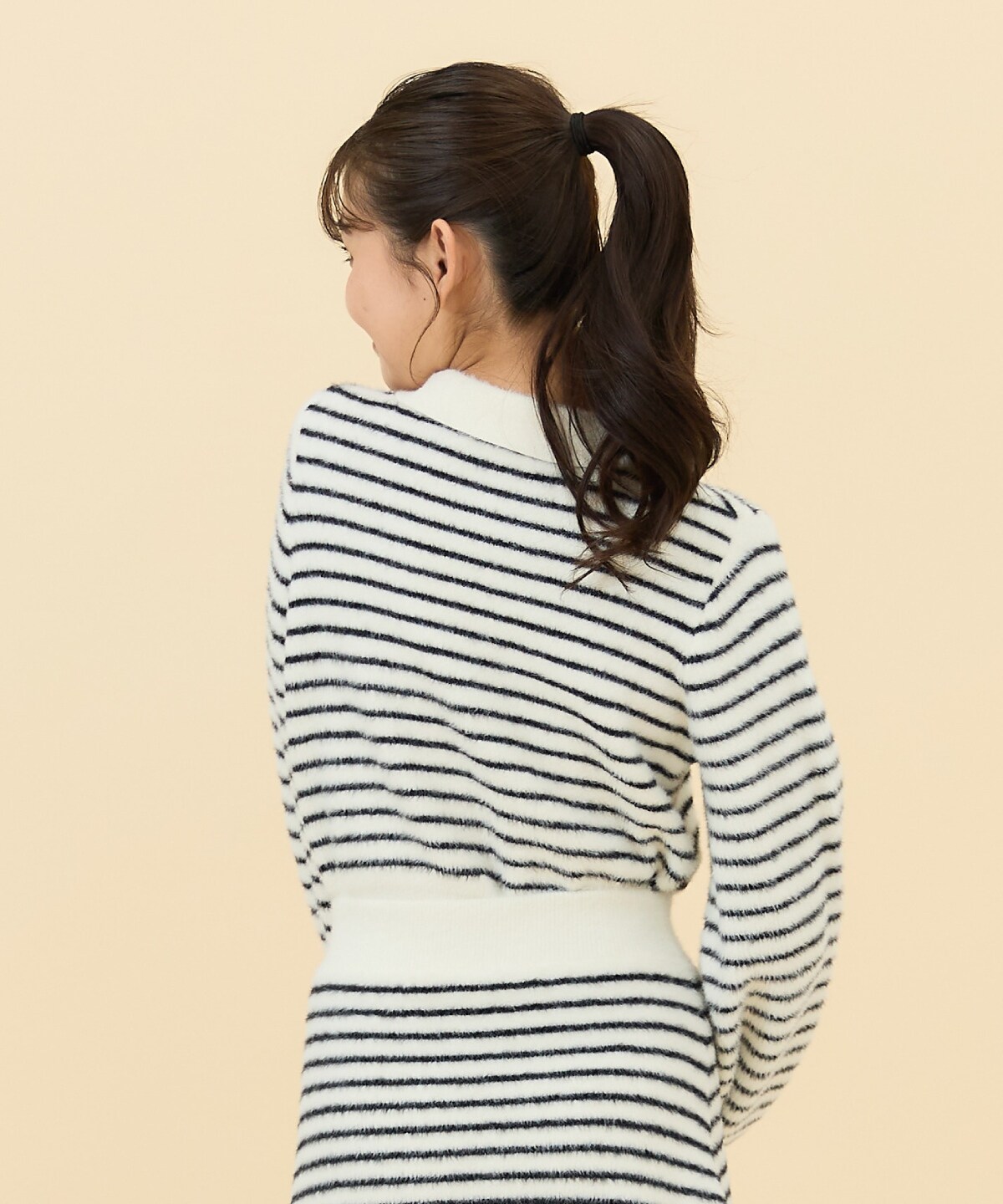 【セットアップ可能】シャギーポロニットトップス